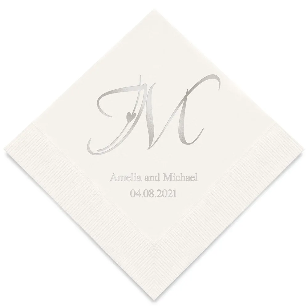 PERSONALIZED FOIL PRINTED PAPER NAPKINS - Decorative Initial Monogram
(50/pkg)