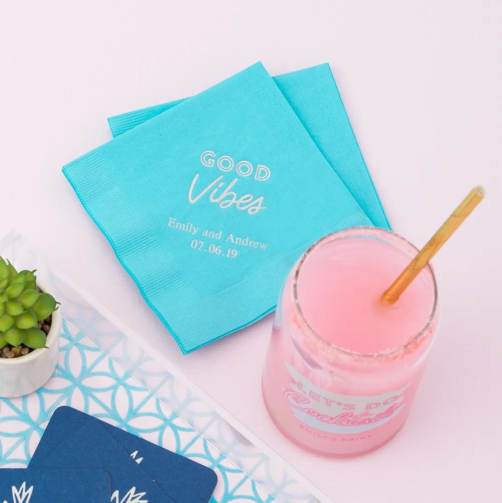 PERSONALIZED FOIL PRINTED PAPER NAPKINS - Good Vibes

(50/pkg)