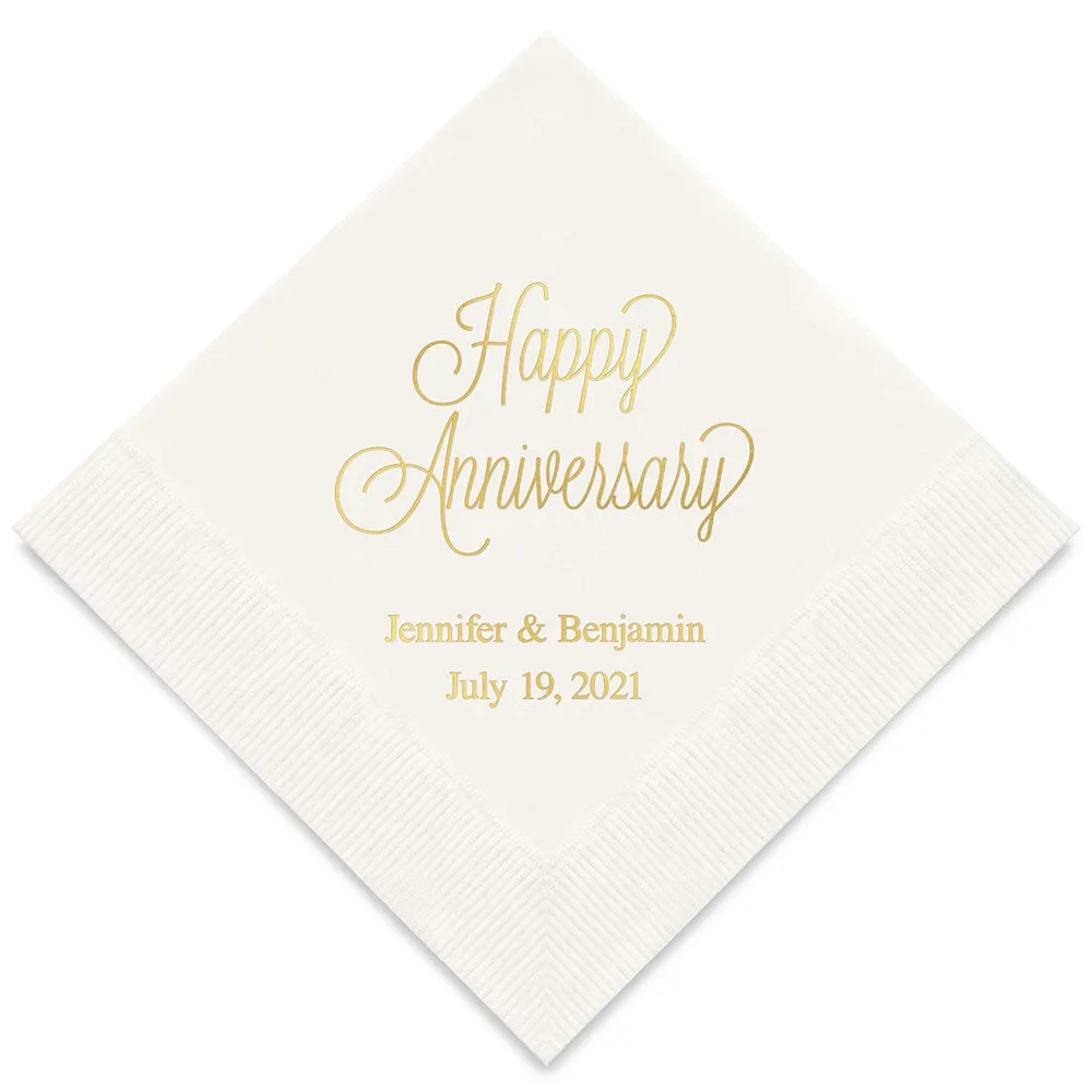 PERSONALIZED FOIL PRINTED PAPER NAPKINS - Happy Anniversary
(50/pkg)