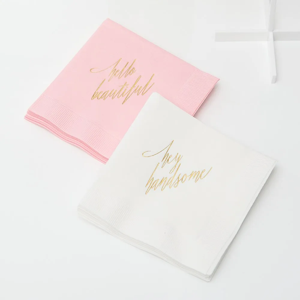 PERSONALIZED FOIL PRINTED PAPER NAPKINS - Hey Handsome

(50/pkg)