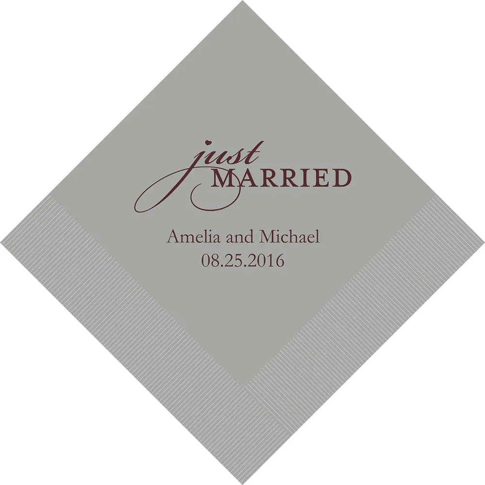 PERSONALIZED FOIL PRINTED PAPER NAPKINS - Just Married (50/pkg)