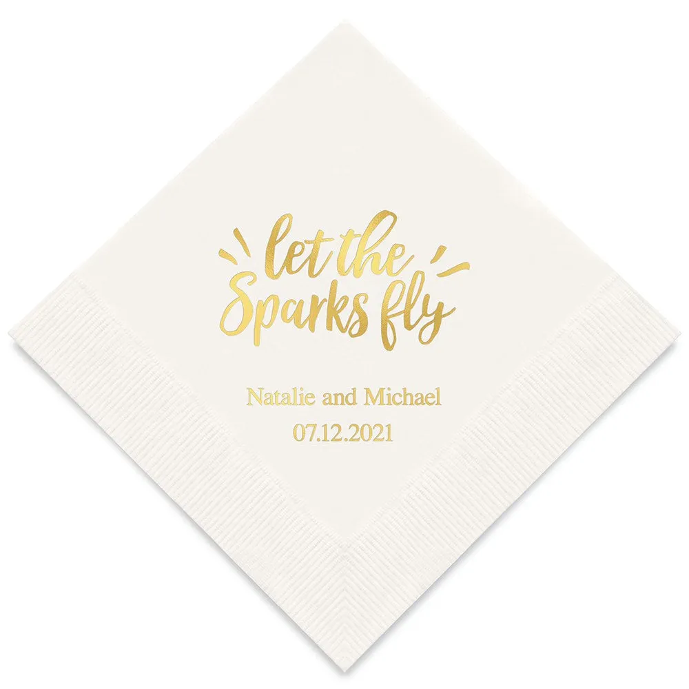 PERSONALIZED FOIL PRINTED PAPER NAPKINS - Let The Sparks Fly
(50/pkg)