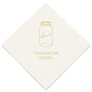 PERSONALIZED FOIL PRINTED PAPER NAPKINS - Mason Jar Love

(50/pkg)