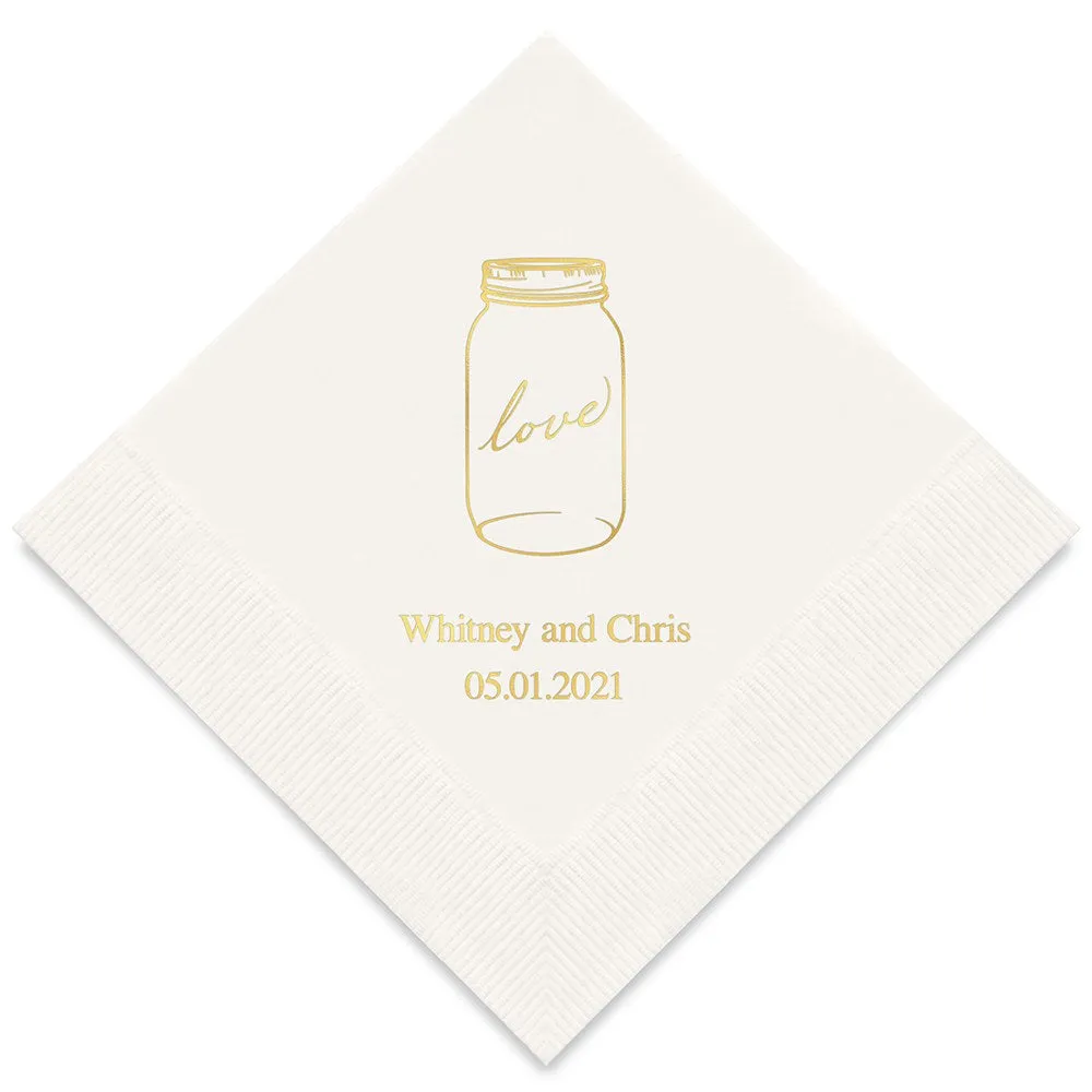 PERSONALIZED FOIL PRINTED PAPER NAPKINS - Mason Jar Love

(50/pkg)