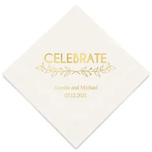 PERSONALIZED FOIL PRINTED PAPER NAPKINS - Woodland Pretty Celebrate

(50/pkg)