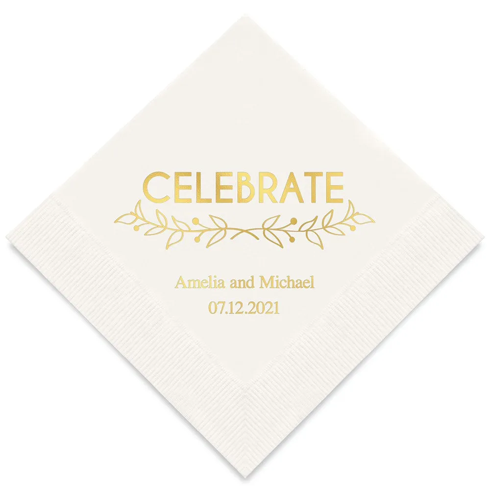 PERSONALIZED FOIL PRINTED PAPER NAPKINS - Woodland Pretty Celebrate

(50/pkg)