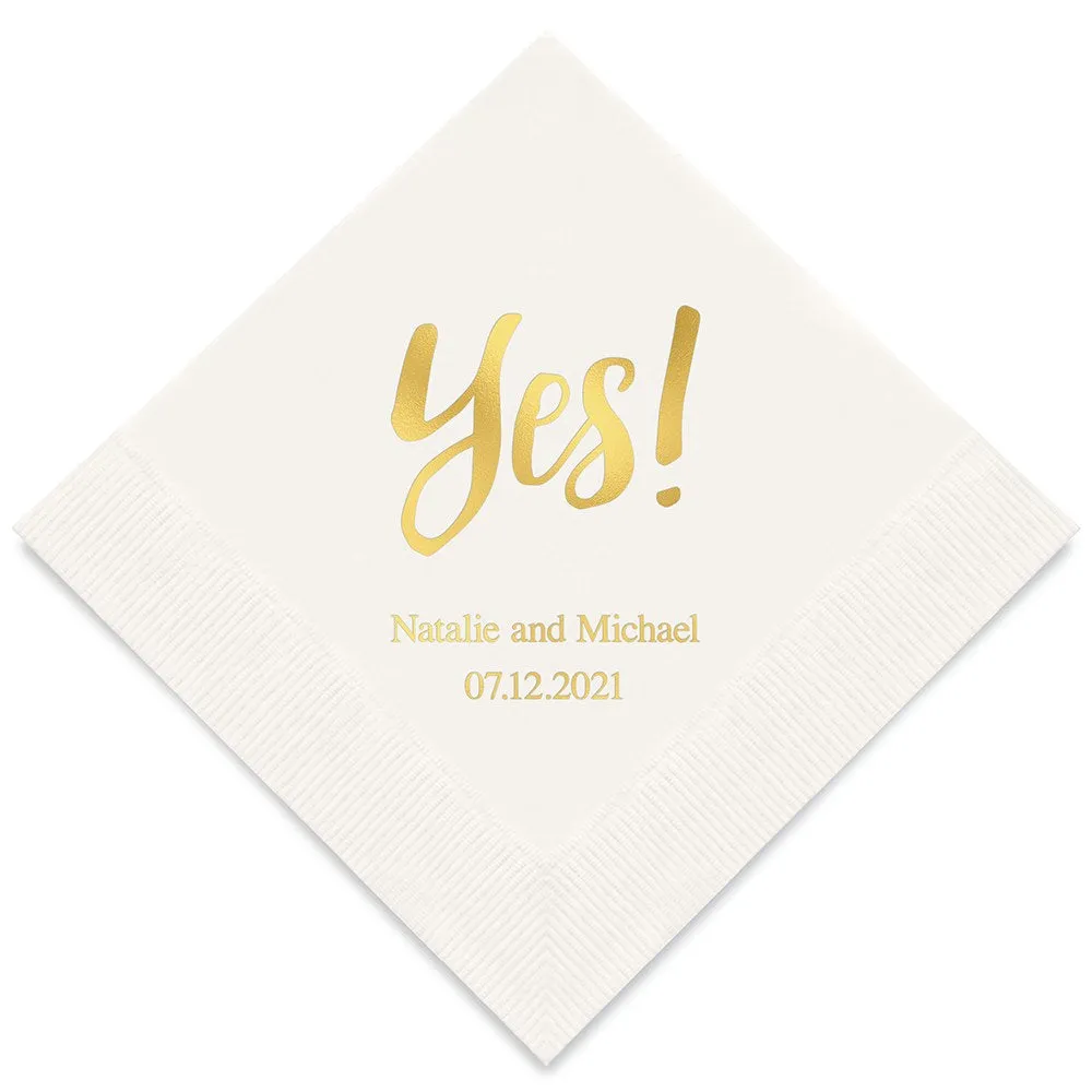 PERSONALIZED FOIL PRINTED PAPER NAPKINS - Yes!
(50/pkg)