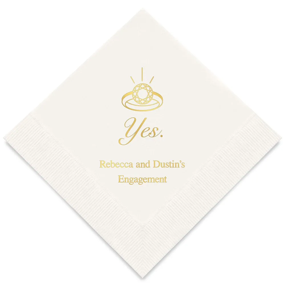 PERSONALIZED FOIL PRINTED PAPER NAPKINS - Yes To The Ring
(50/pkg)