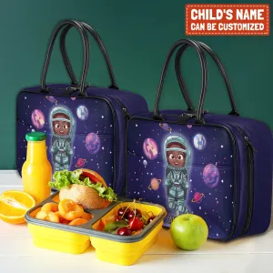 Personalized Little Afro Astronaut Lunch Bag For Kids (Without Containers)