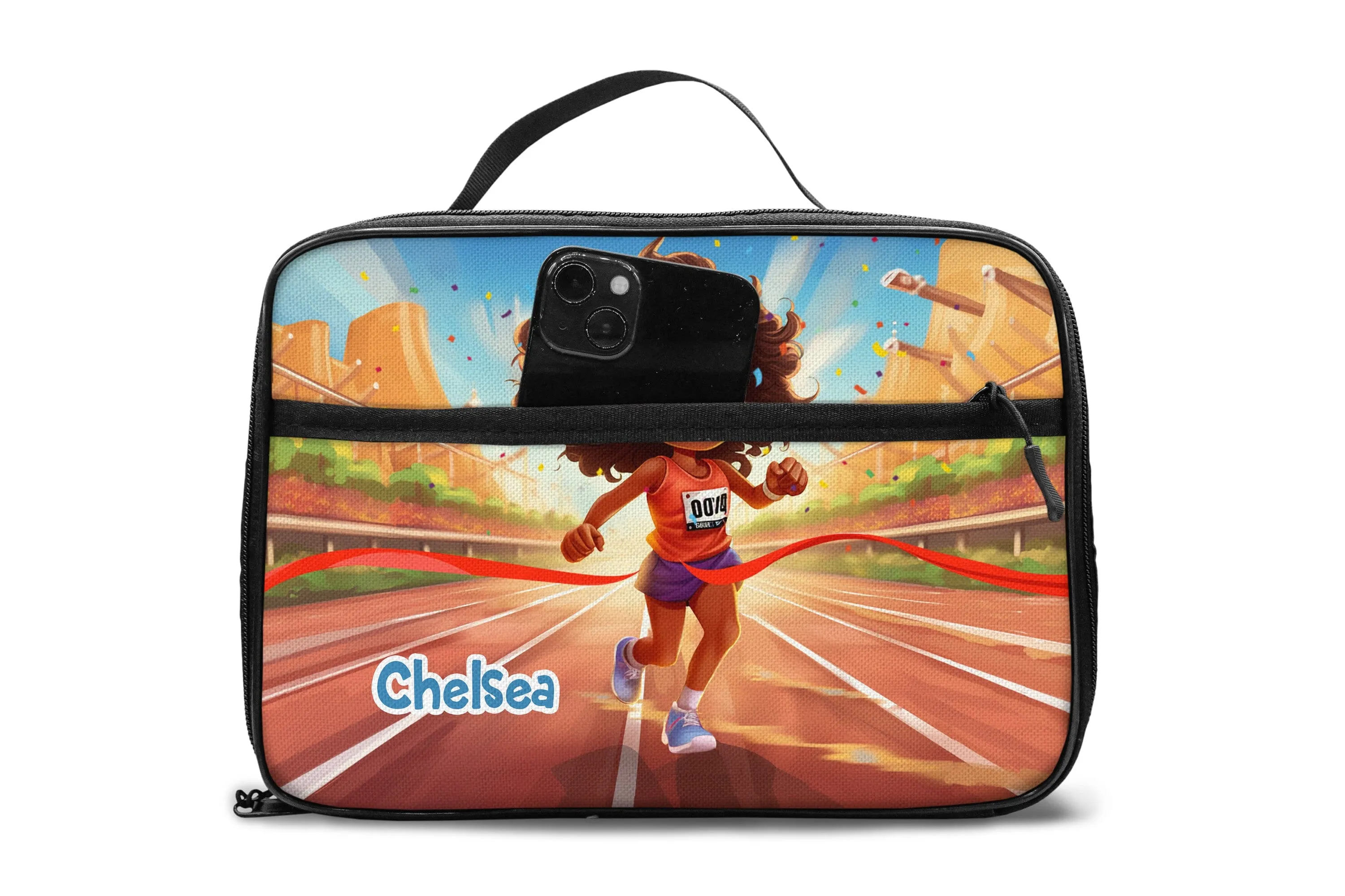 Personalized Little Afro Athlete Kid Backpack And Lunch Bag Set