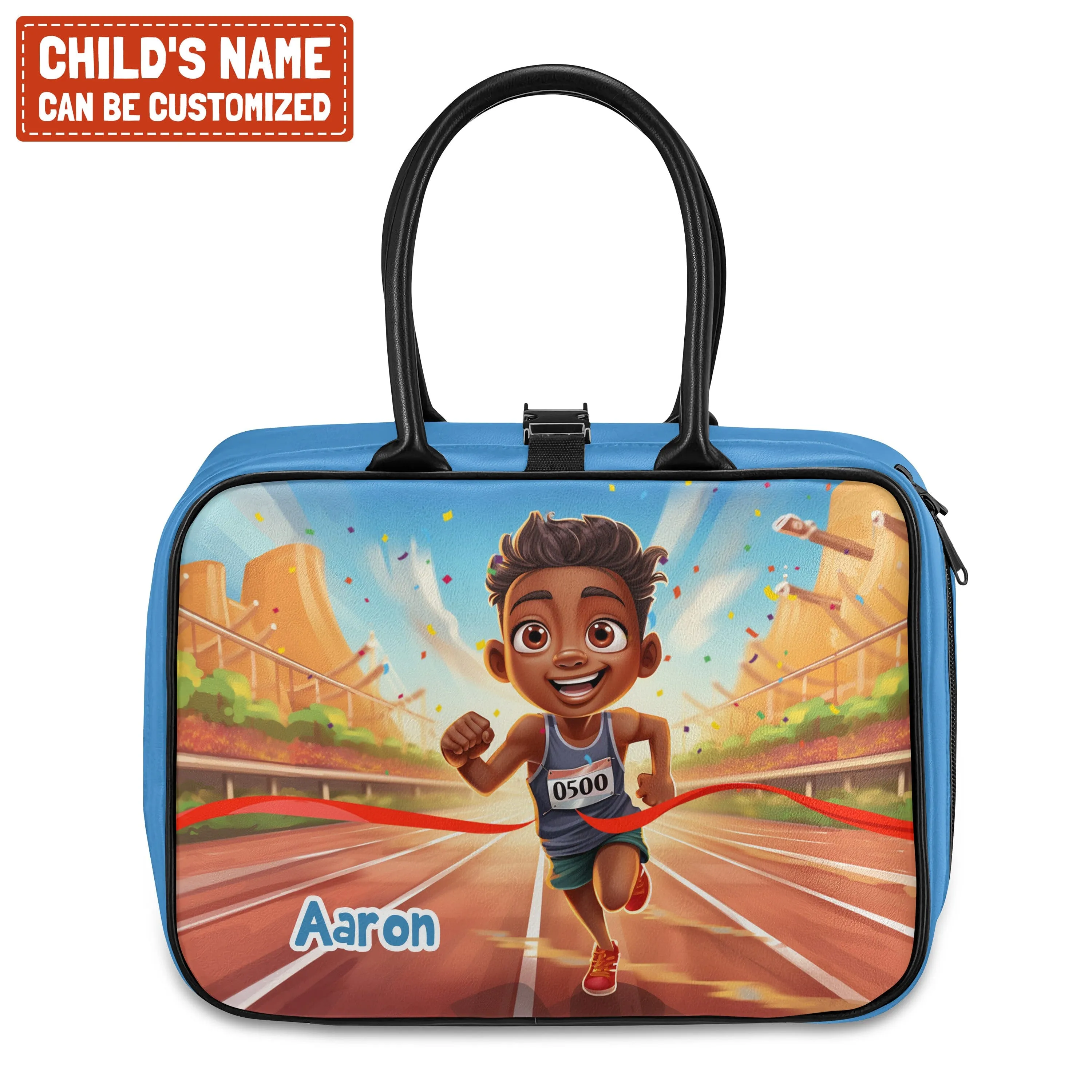 Personalized Little Afro Athlete Kid Backpack And Lunch Bag Set