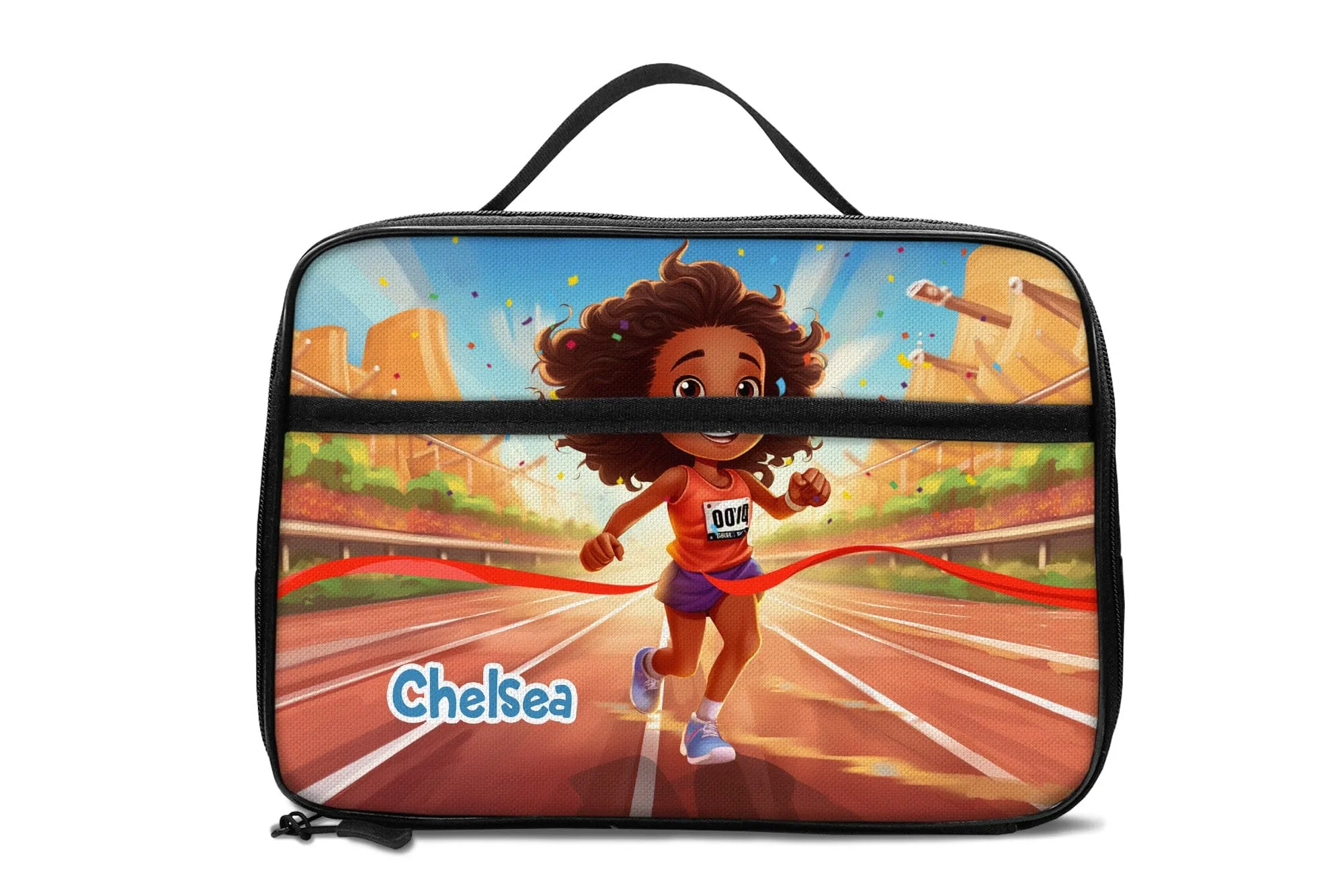 Personalized Little Afro Athlete Kid Backpack And Lunch Bag Set