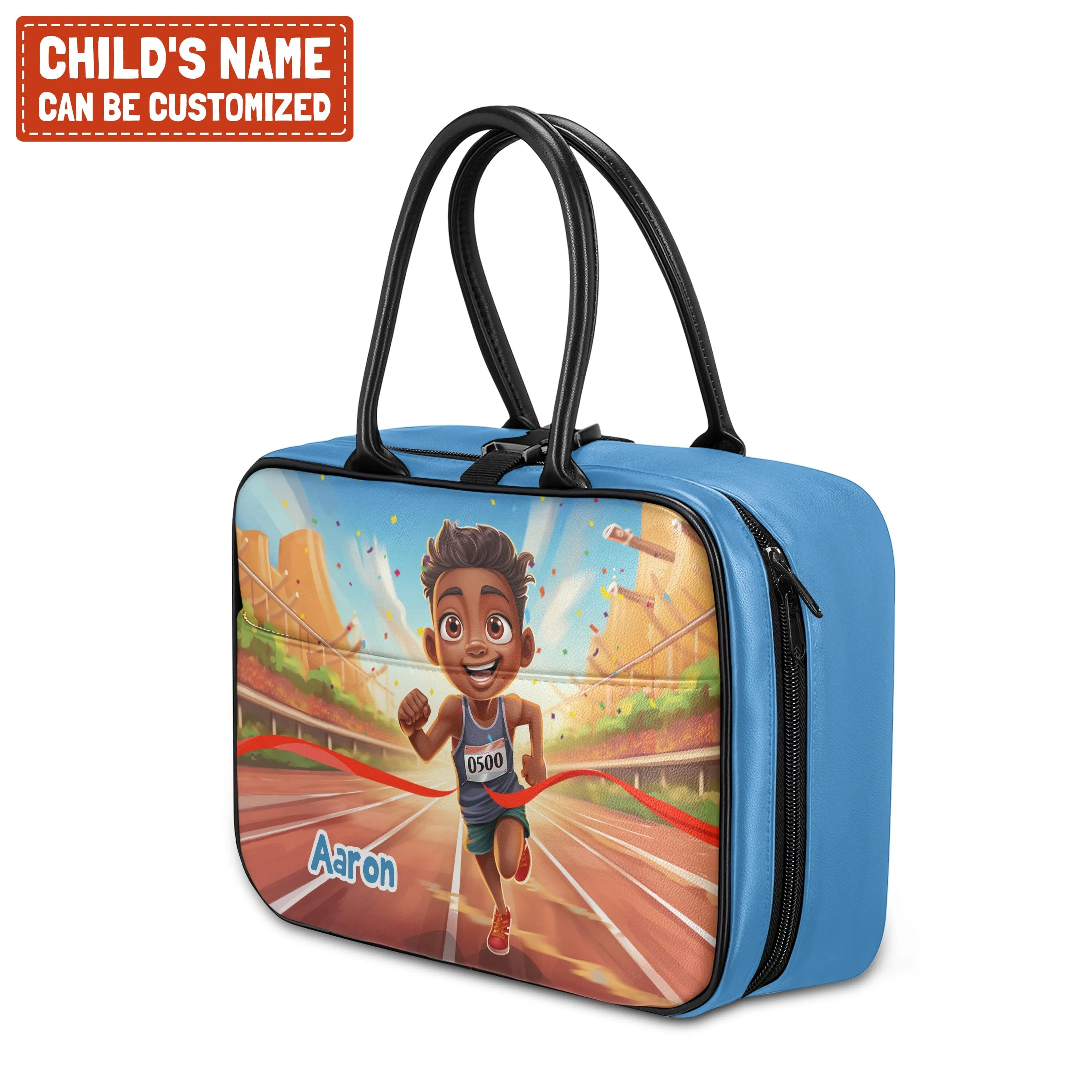 Personalized Little Afro Athlete Kid Backpack And Lunch Bag Set