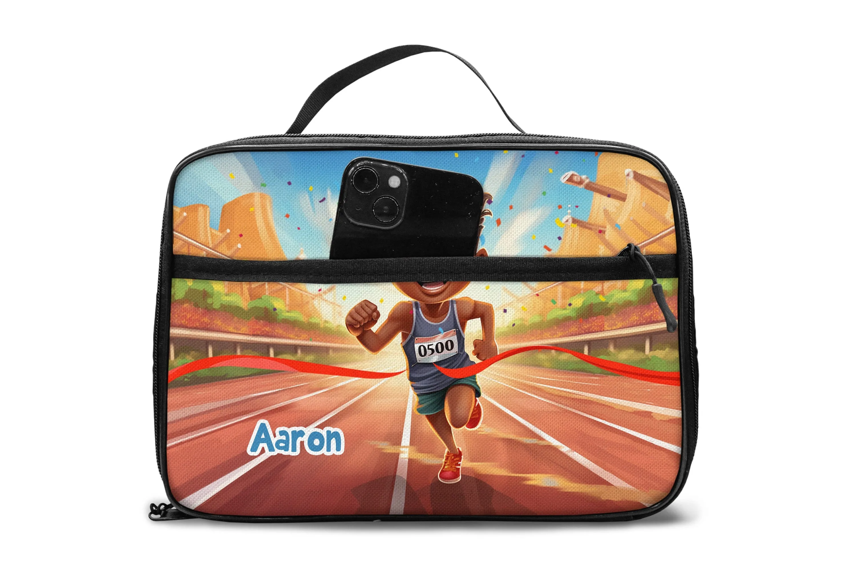 Personalized Little Afro Athlete Kid Backpack And Lunch Bag Set