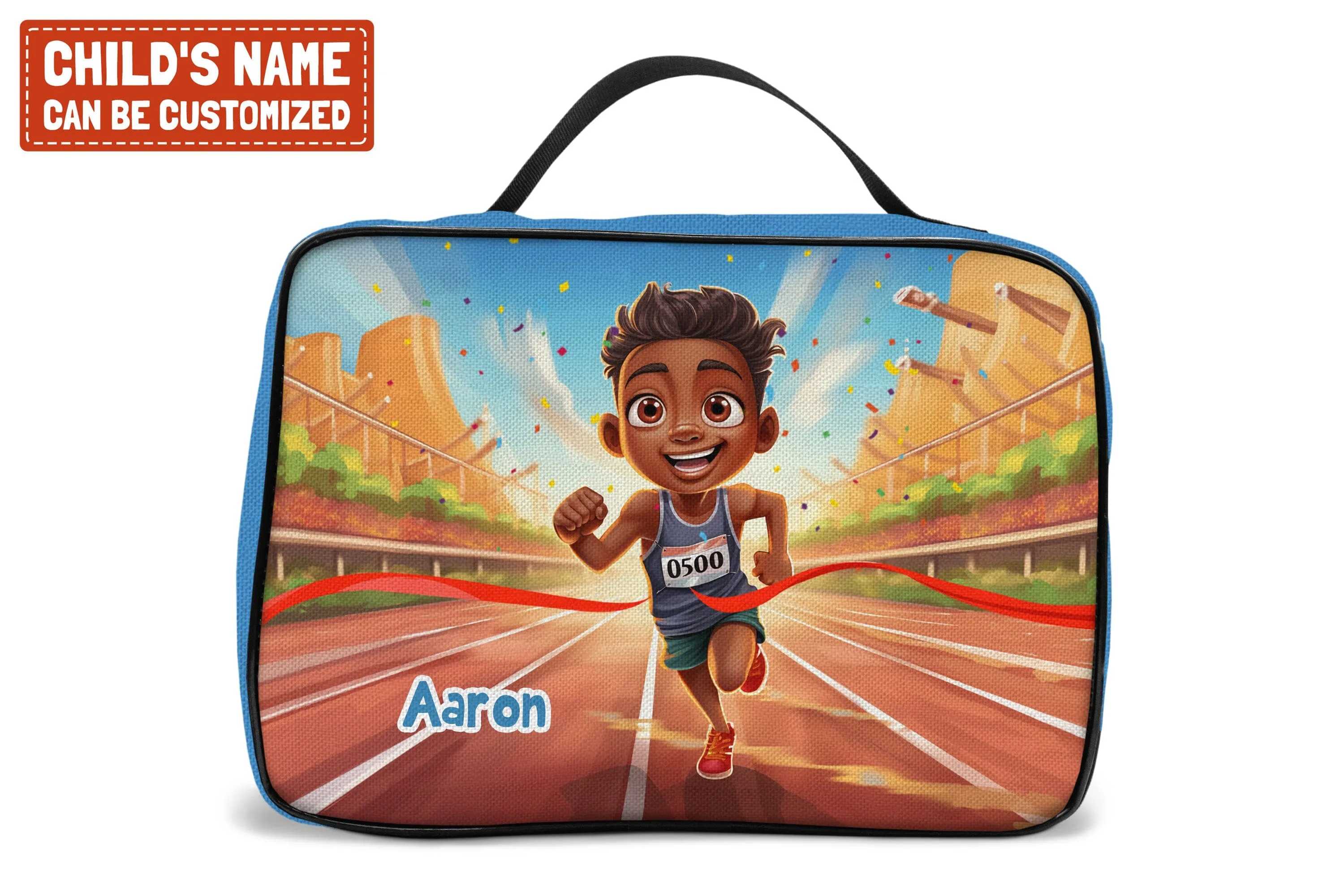 Personalized Little Afro Athlete Kid Backpack And Lunch Bag Set