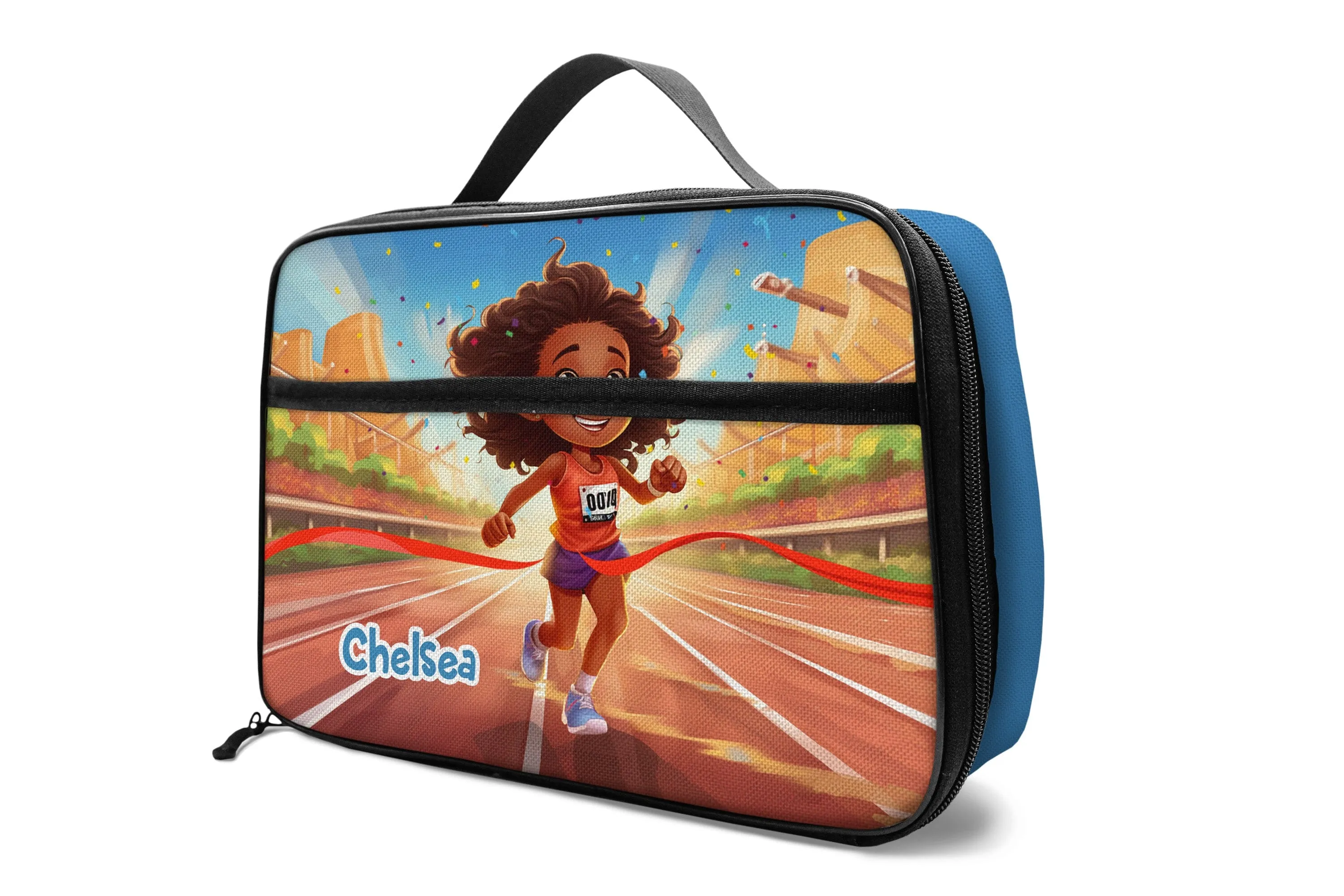 Personalized Little Afro Athlete Kid Backpack And Lunch Bag Set