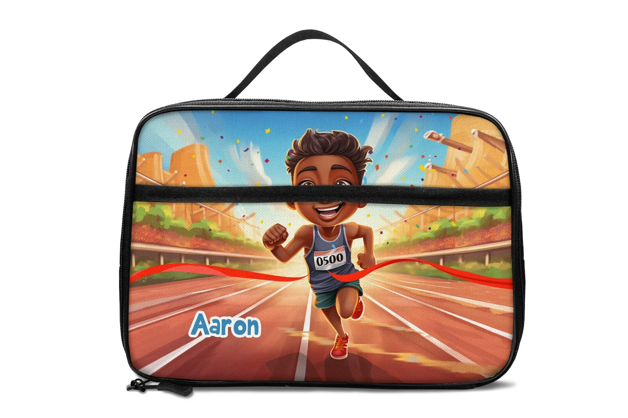 Personalized Little Afro Athlete Kid Backpack And Lunch Bag Set