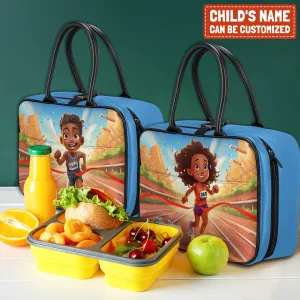 Personalized Little Afro Athlete Lunch Bag For Kids (Without Containers)