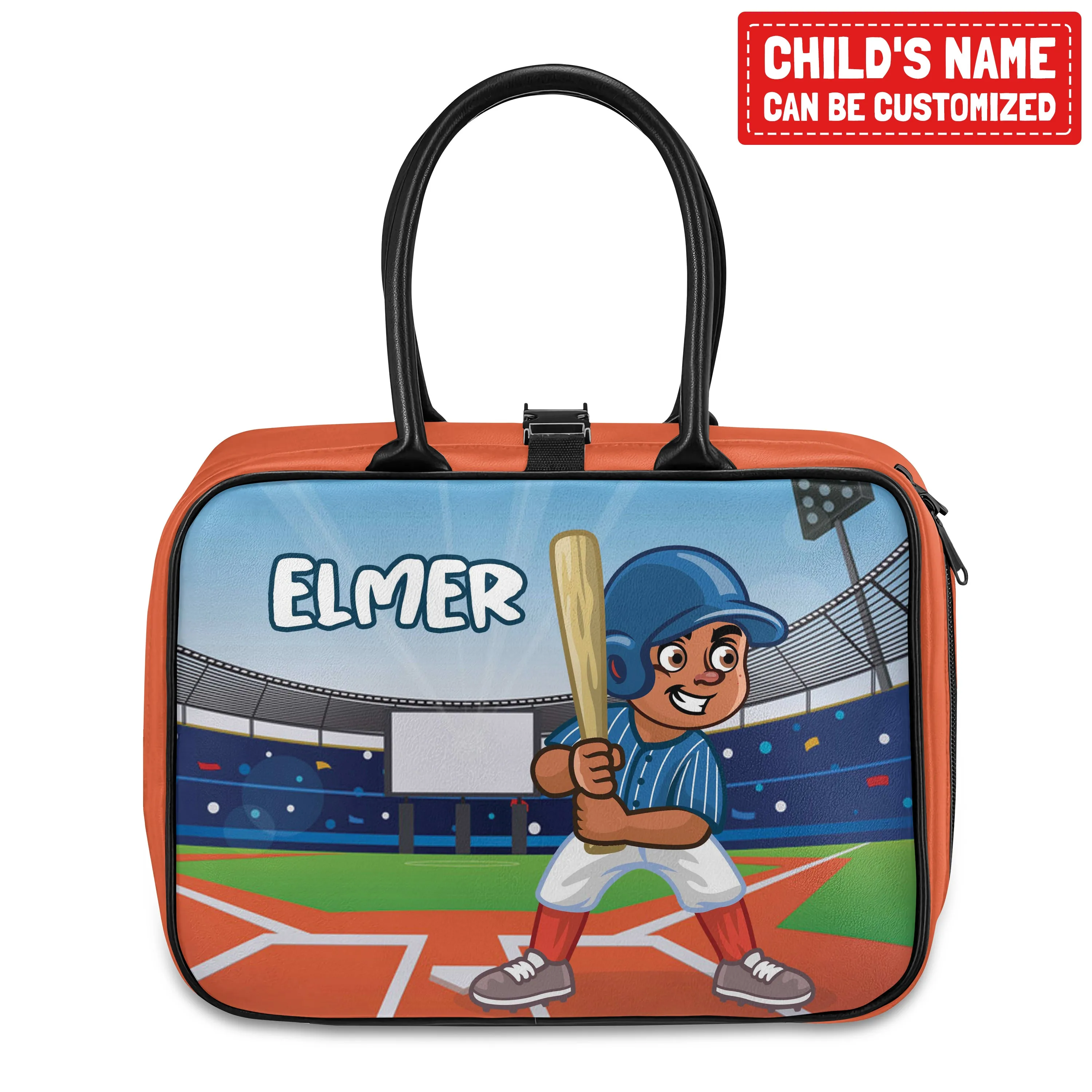 Personalized Little Afro Baseball Player Lunch Bag For Kids (Without Containers)