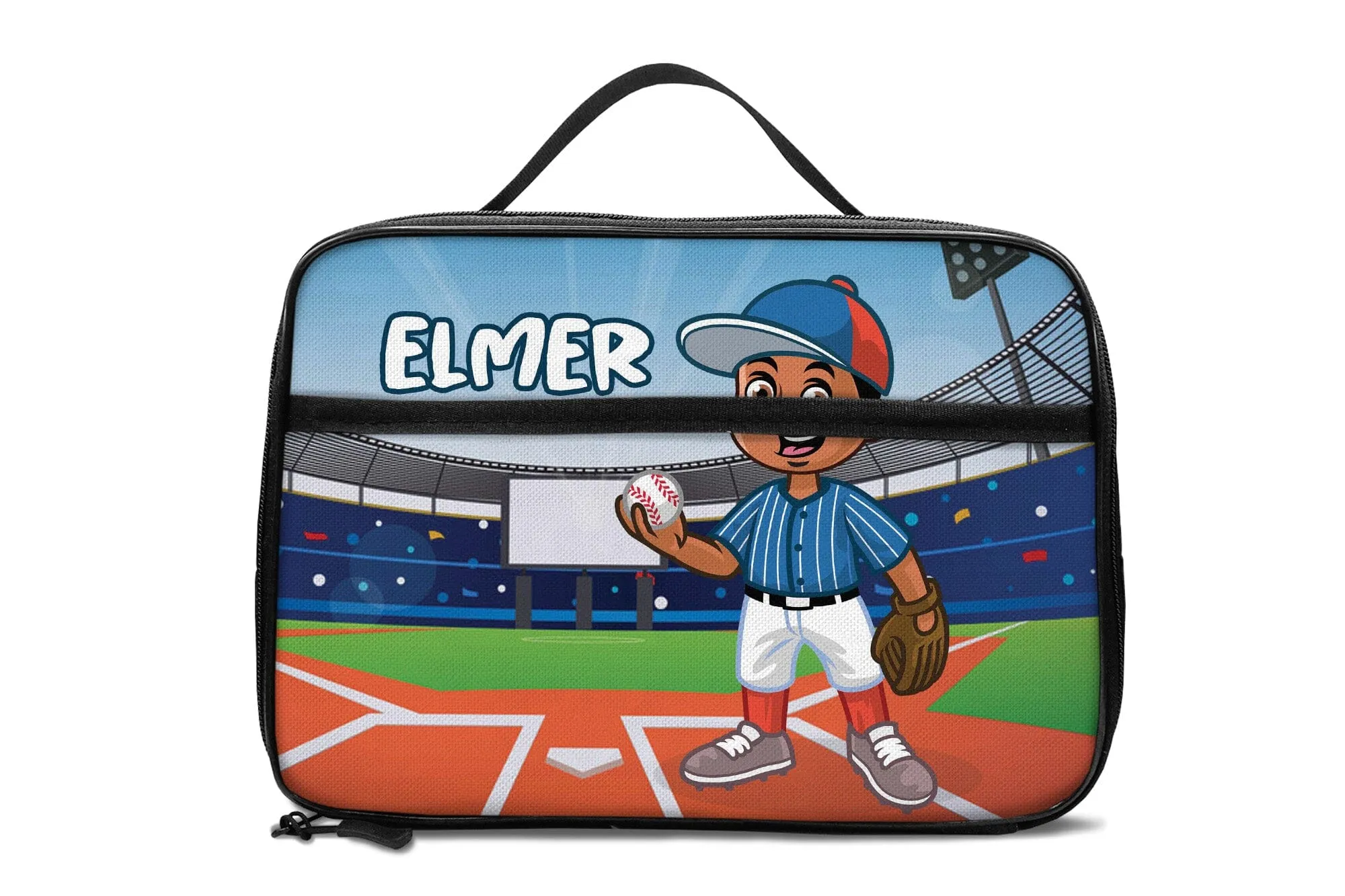 Personalized Little Afro Baseball Player Lunch Bag For Kids (Without Containers)