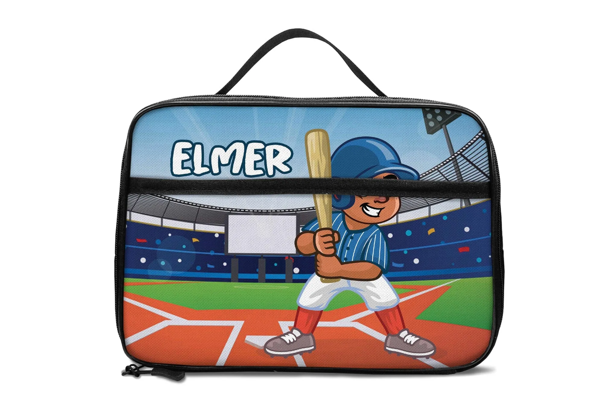 Personalized Little Afro Baseball Player Lunch Bag For Kids (Without Containers)