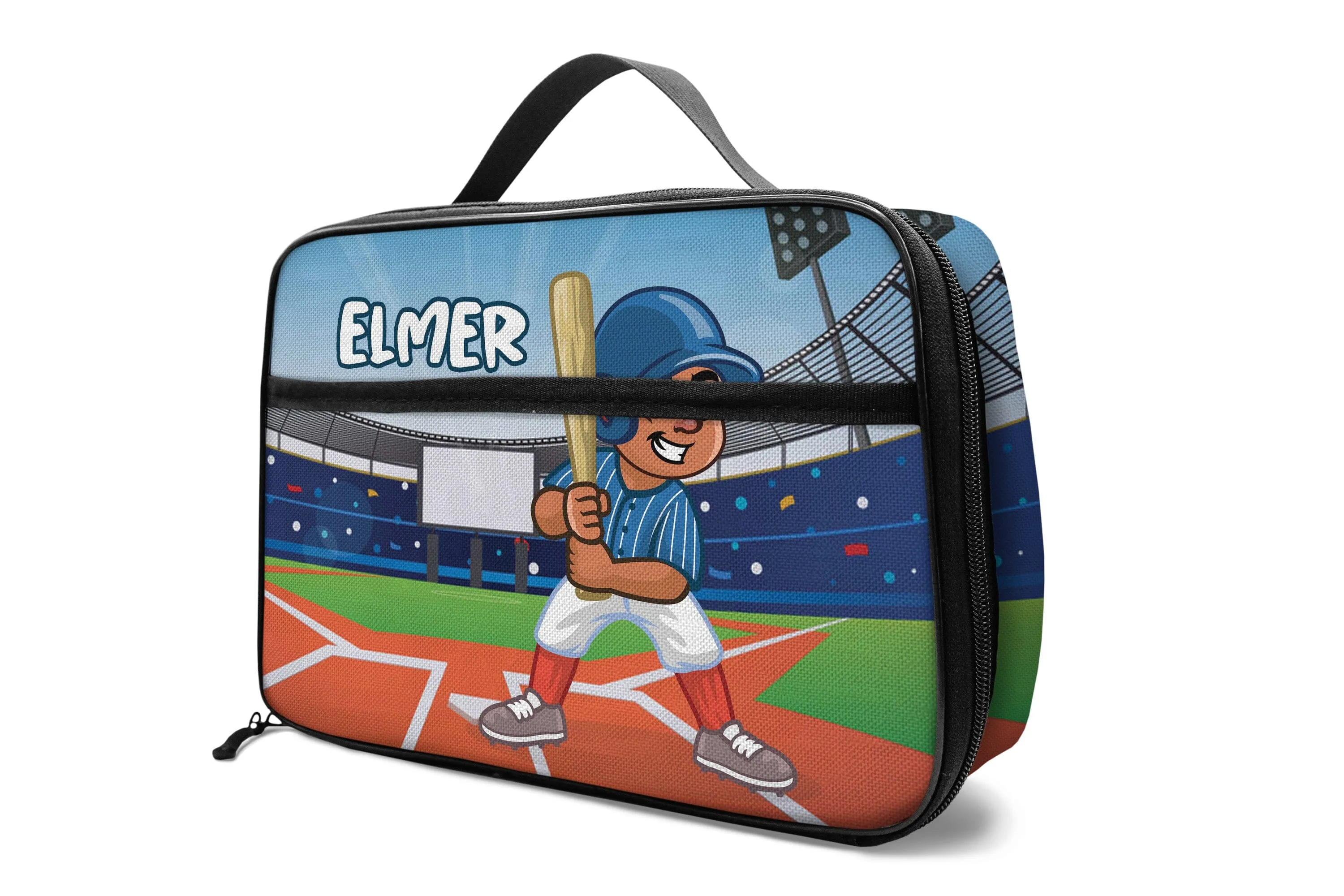 Personalized Little Afro Baseball Player Lunch Bag For Kids (Without Containers)