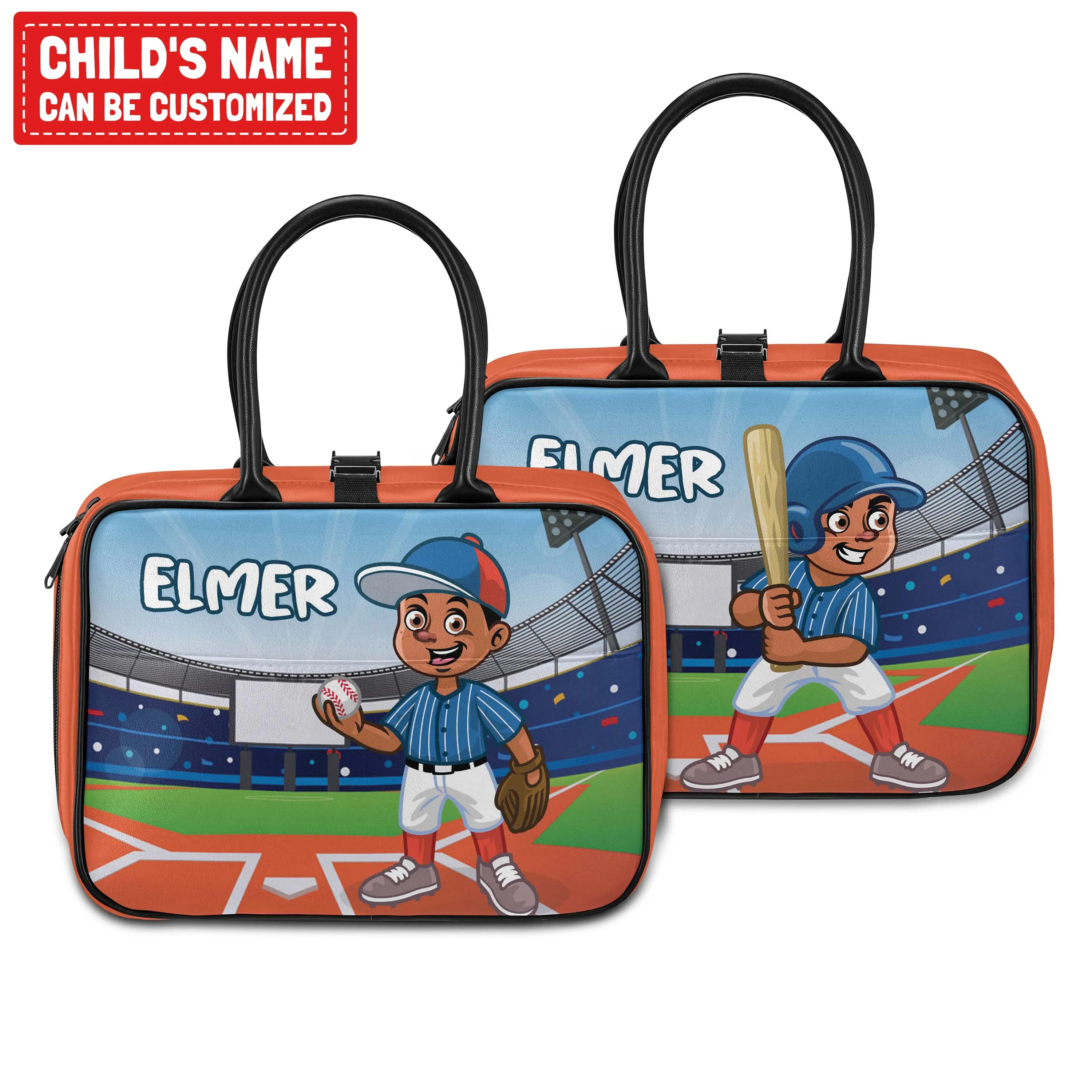 Personalized Little Afro Baseball Player Lunch Bag For Kids (Without Containers)