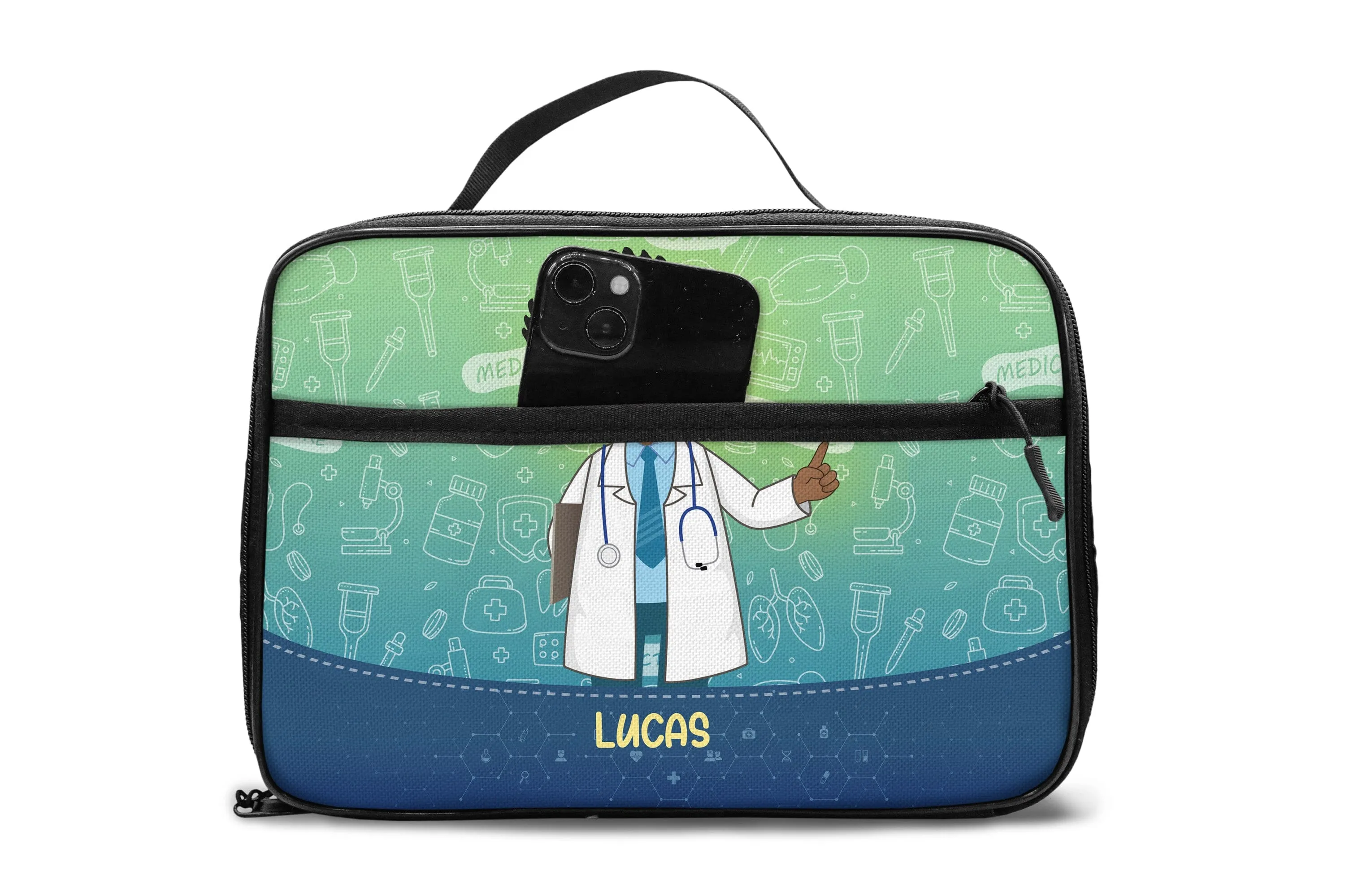 Personalized Little Afro Doctor Lunch Bag For Kids (Without Containers)