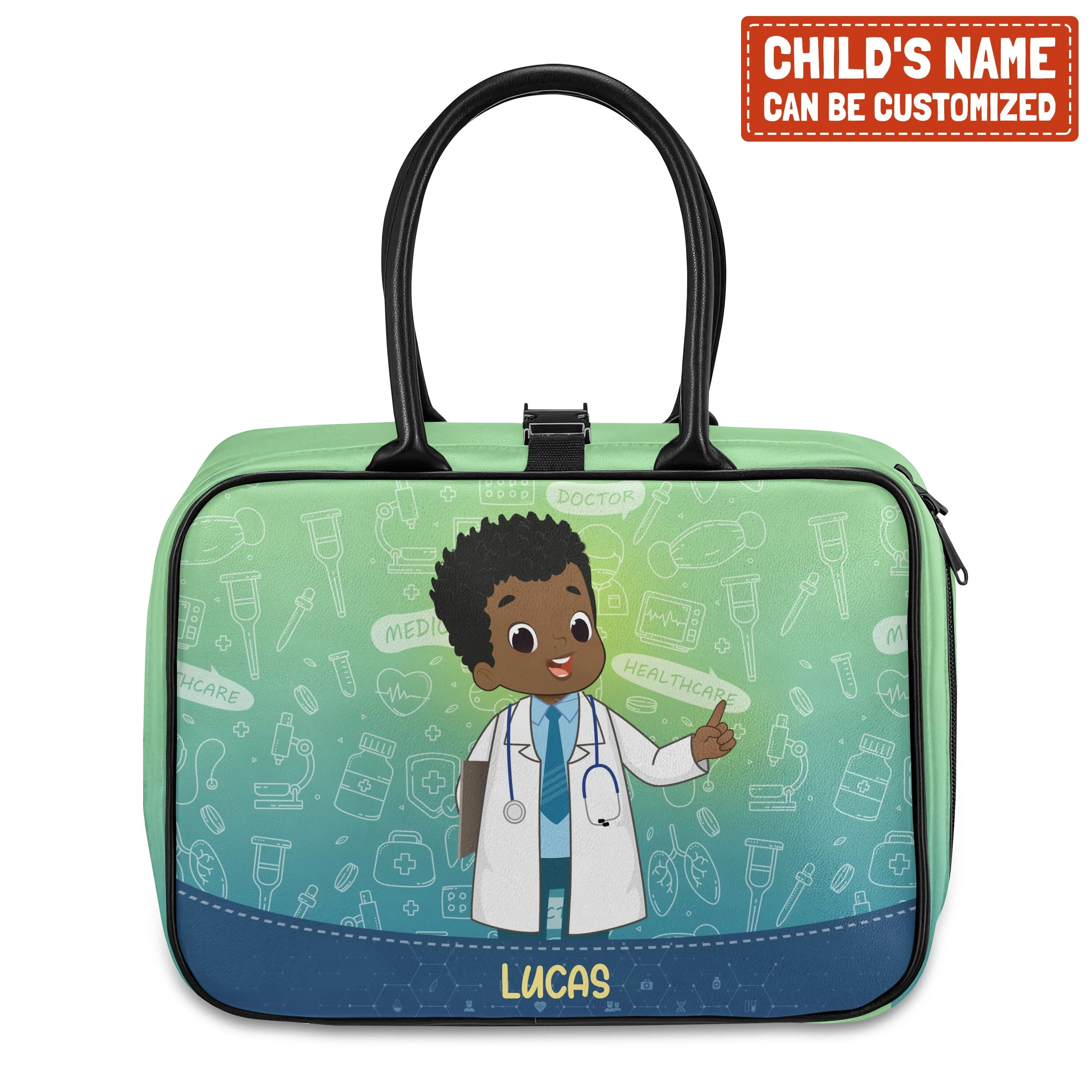 Personalized Little Afro Doctor Lunch Bag For Kids (Without Containers)