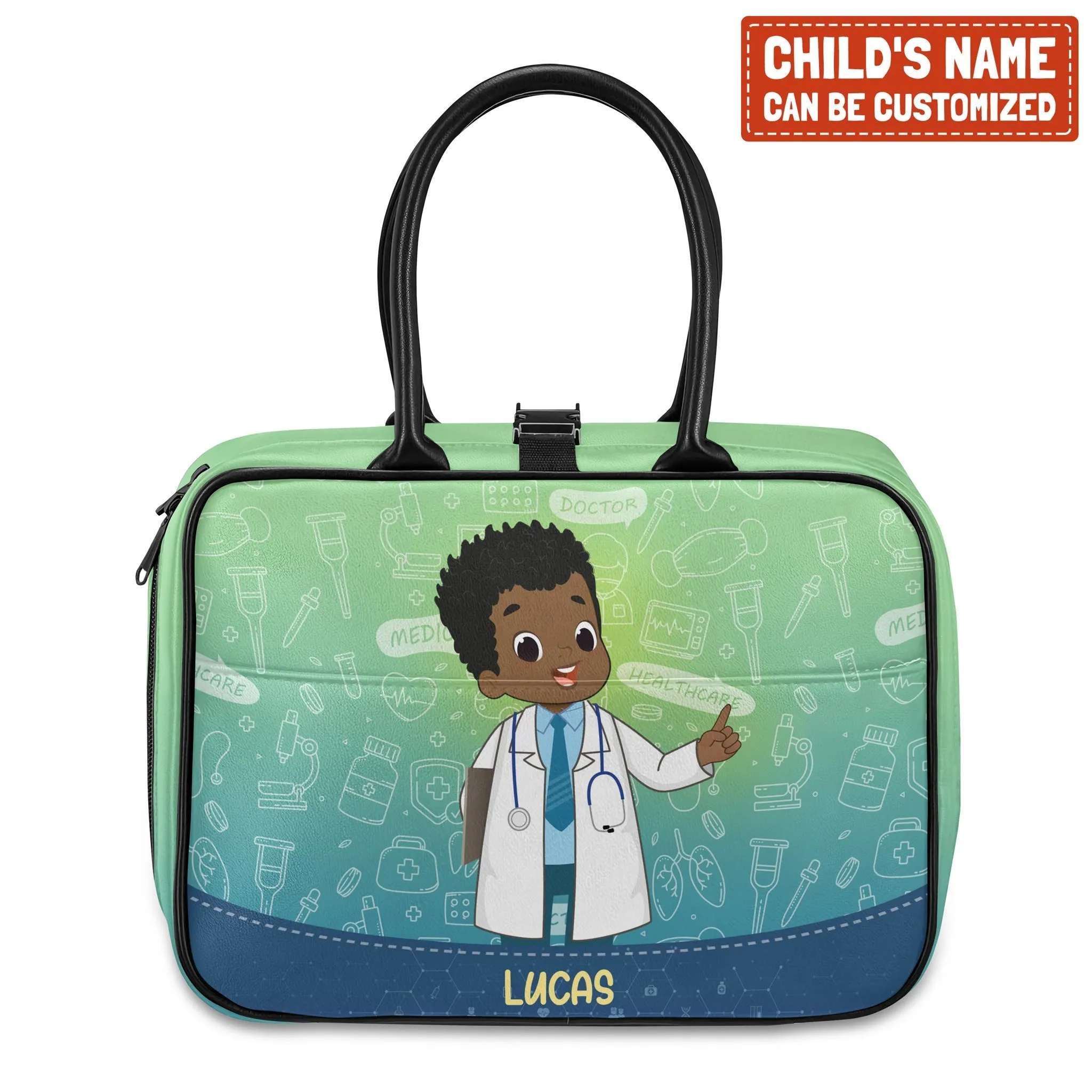 Personalized Little Afro Doctor Lunch Bag For Kids (Without Containers)