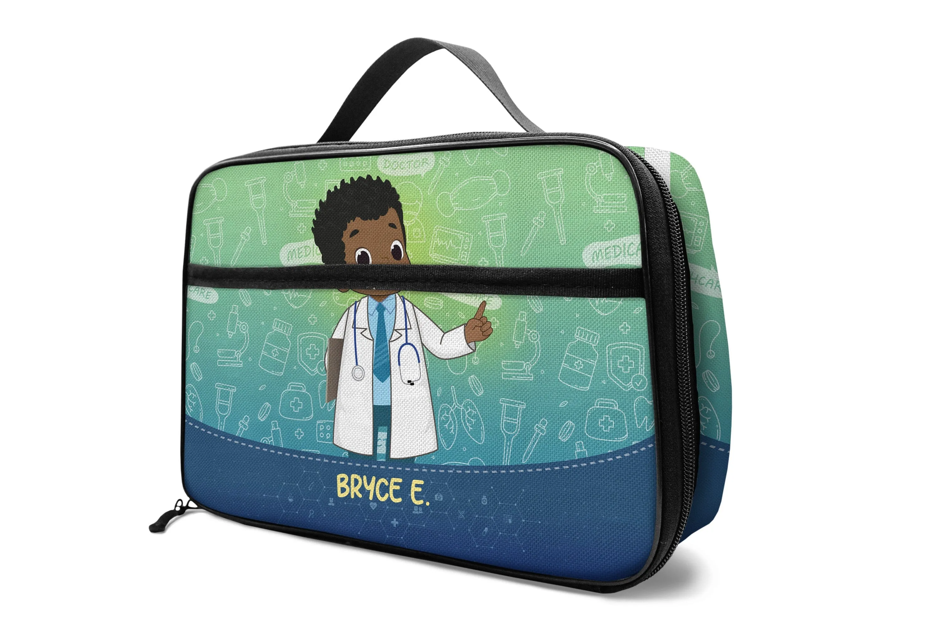 Personalized Little Afro Doctor Lunch Bag For Kids (Without Containers)