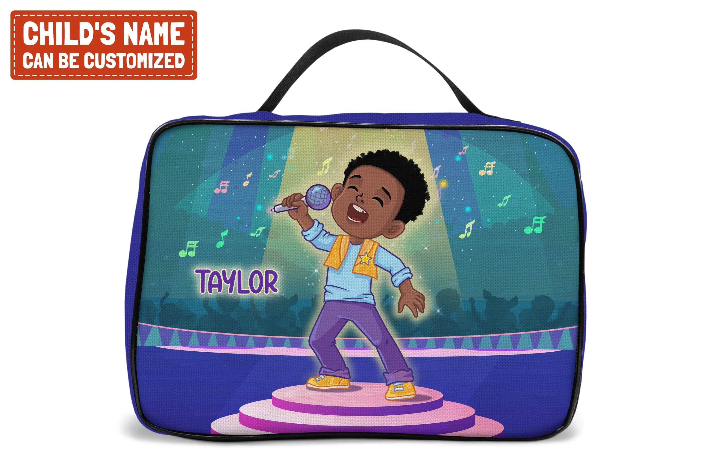 Personalized Little Afro Singer Lunch Bag For Kids (Without Containers)