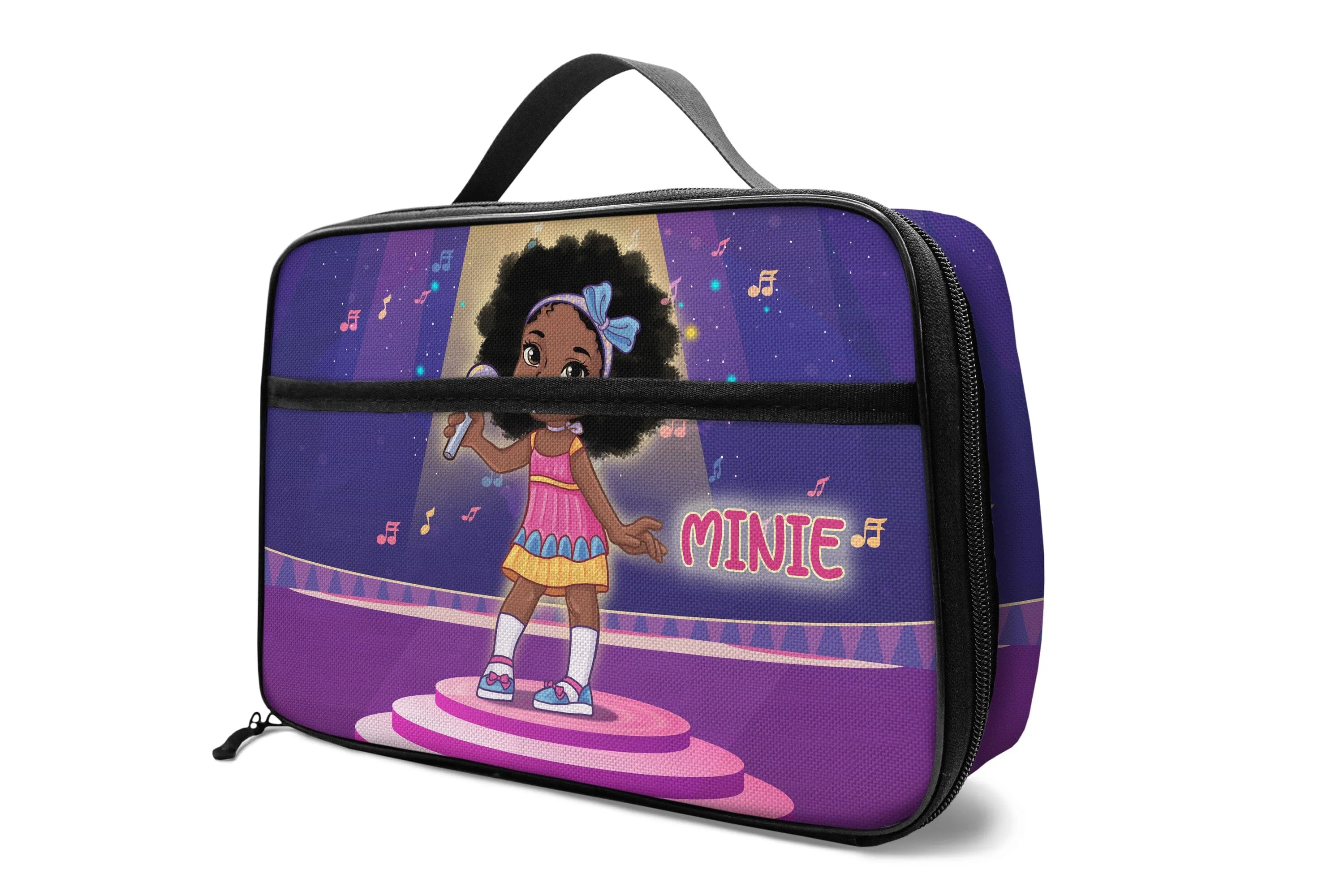 Personalized Little Afro Singer Lunch Bag For Kids (Without Containers)