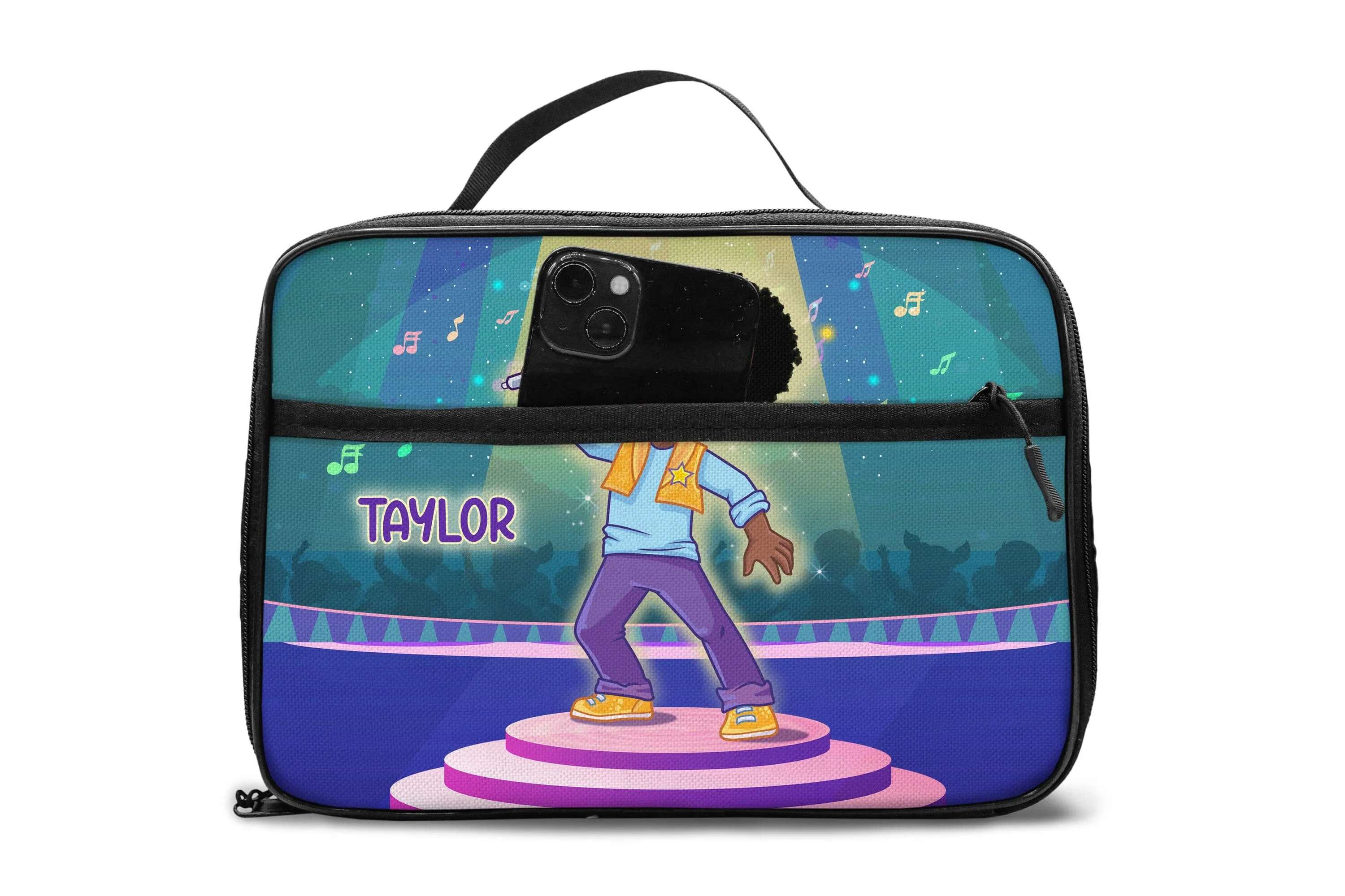 Personalized Little Afro Singer Lunch Bag For Kids (Without Containers)