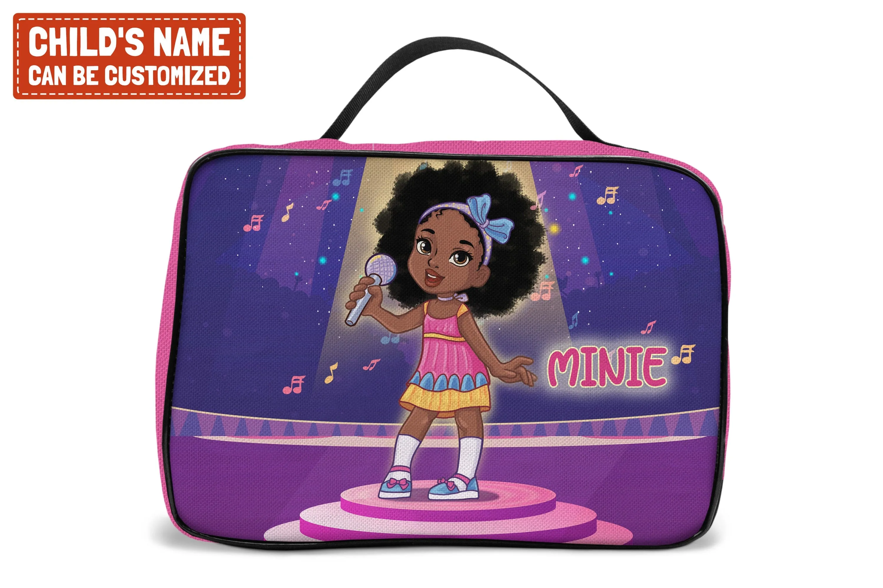 Personalized Little Afro Singer Lunch Bag For Kids (Without Containers)