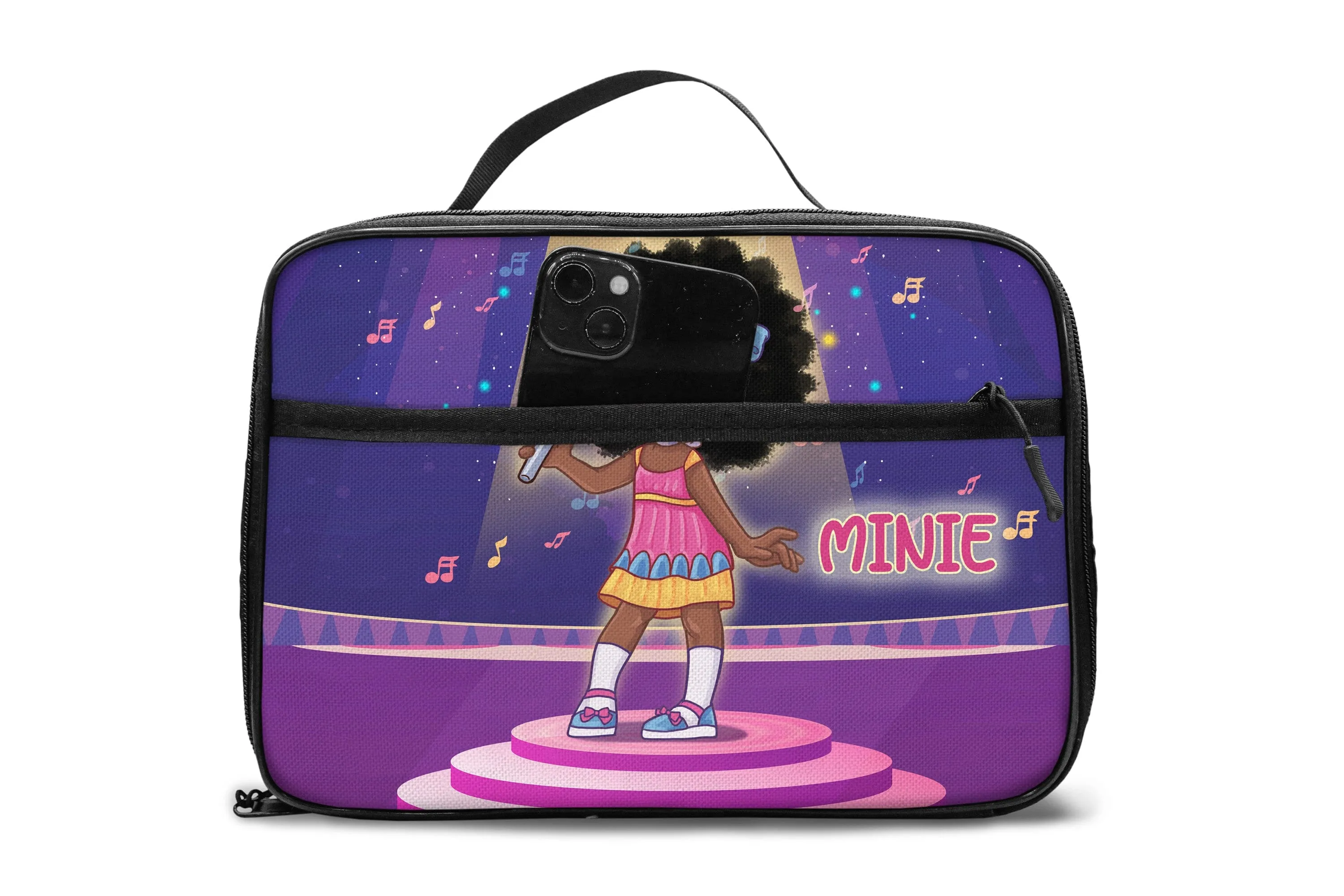 Personalized Little Afro Singer Lunch Bag For Kids (Without Containers)