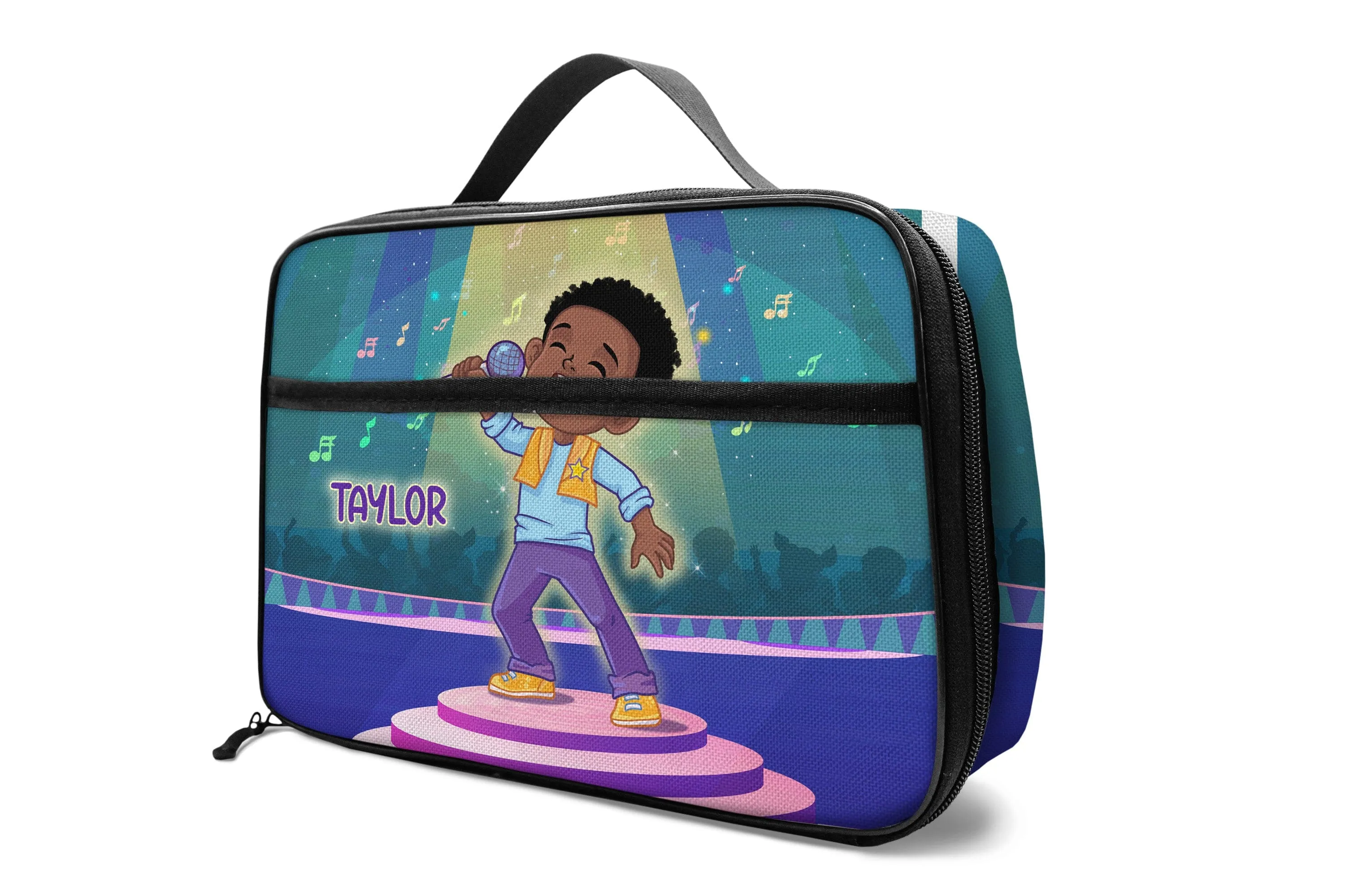 Personalized Little Afro Singer Lunch Bag For Kids (Without Containers)