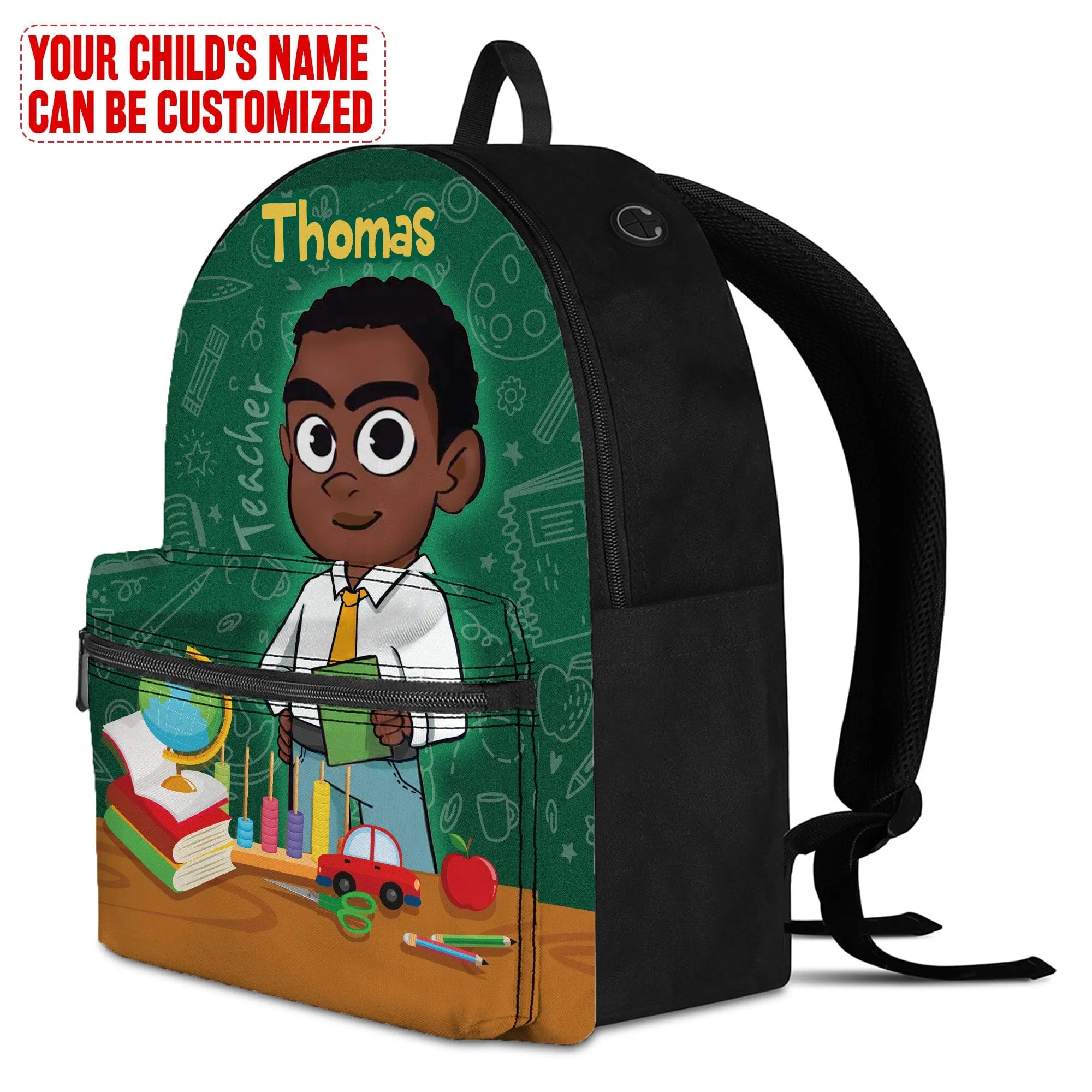 Personalized Little Afro Teacher Kid Backpack And Lunch Bag Set