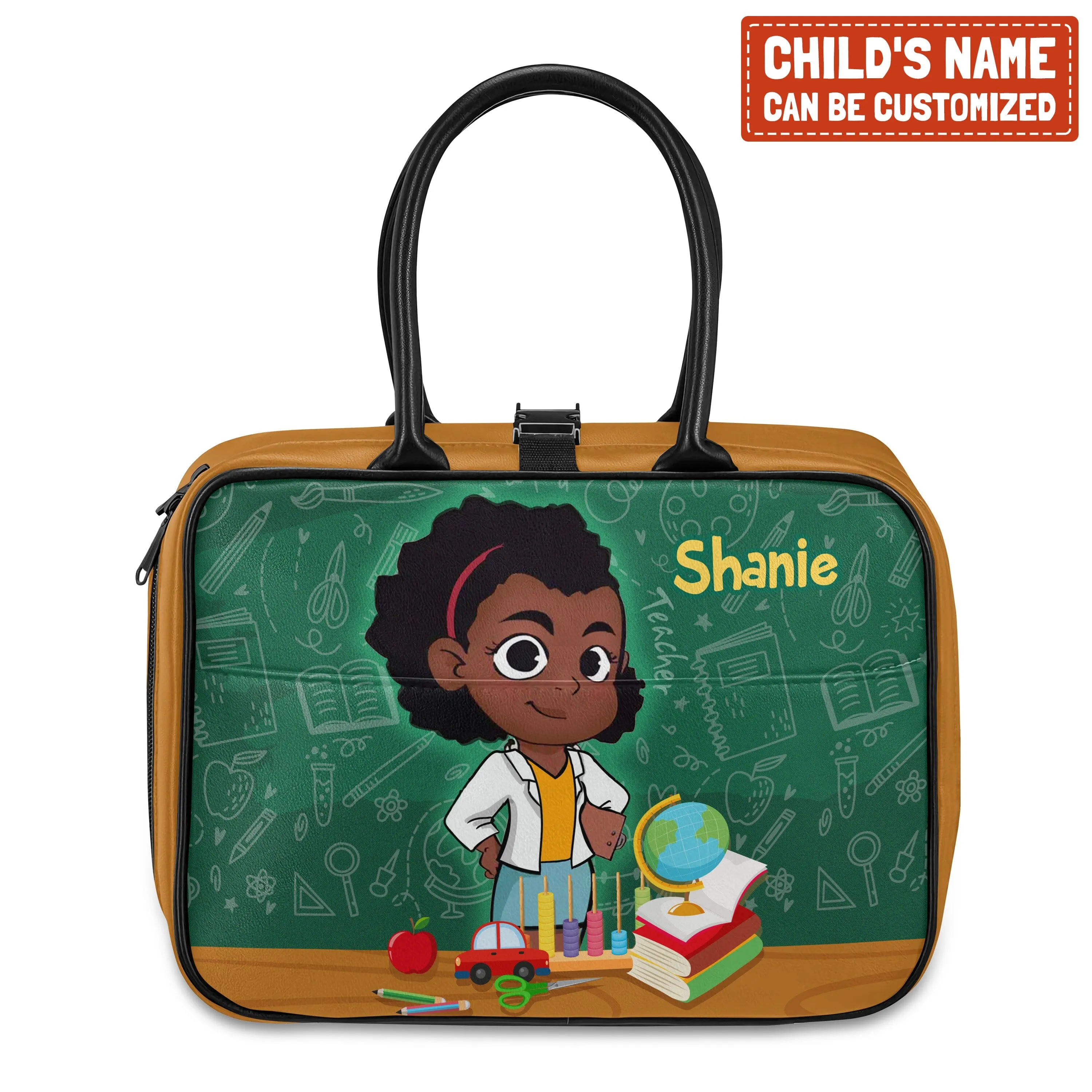 Personalized Little Afro Teacher Kid Backpack And Lunch Bag Set