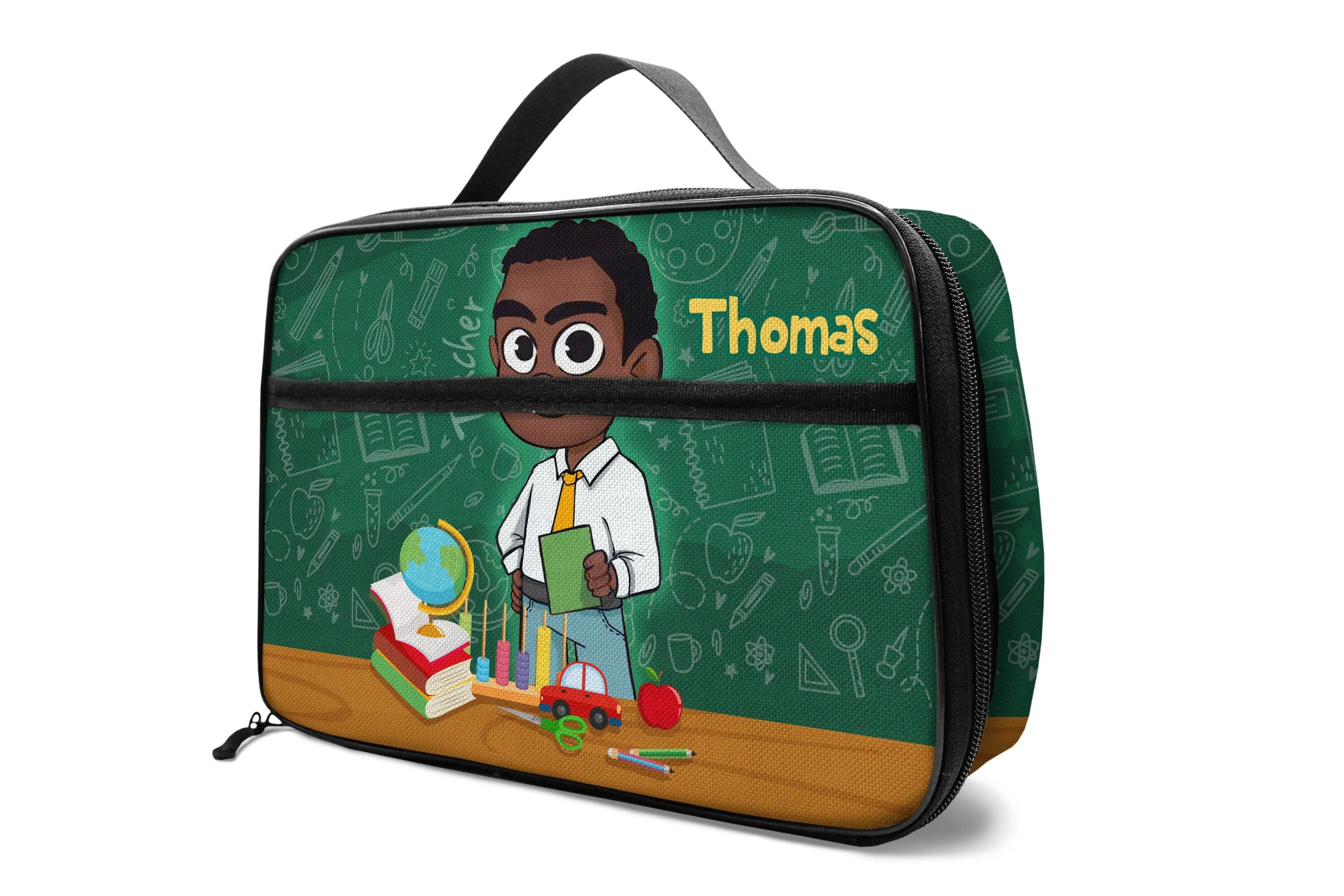 Personalized Little Afro Teacher Kid Backpack And Lunch Bag Set