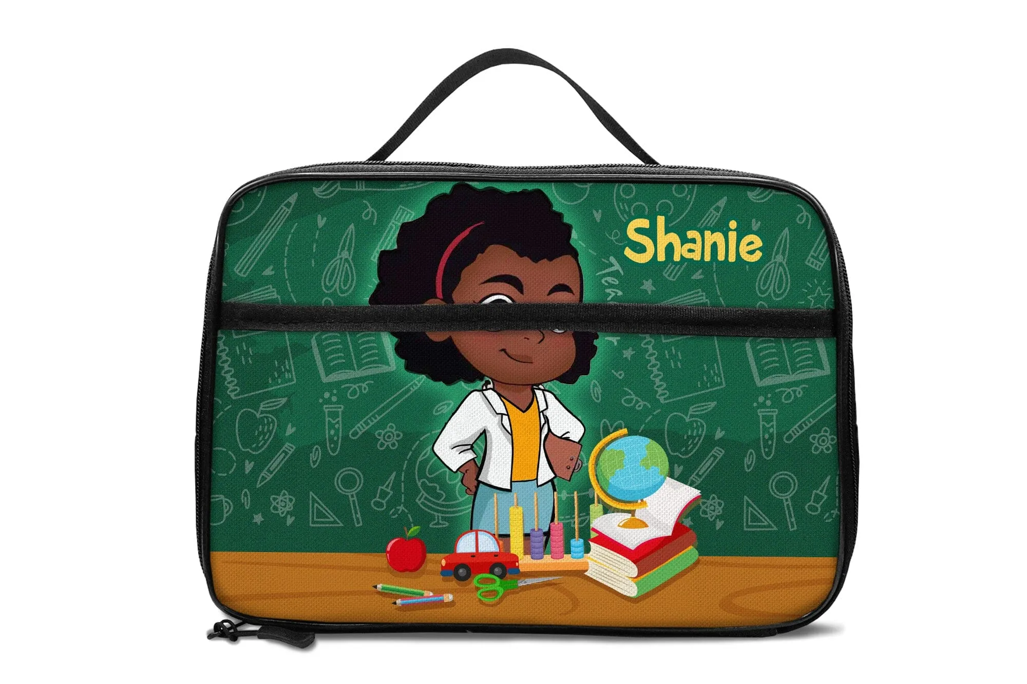 Personalized Little Afro Teacher Kid Backpack And Lunch Bag Set