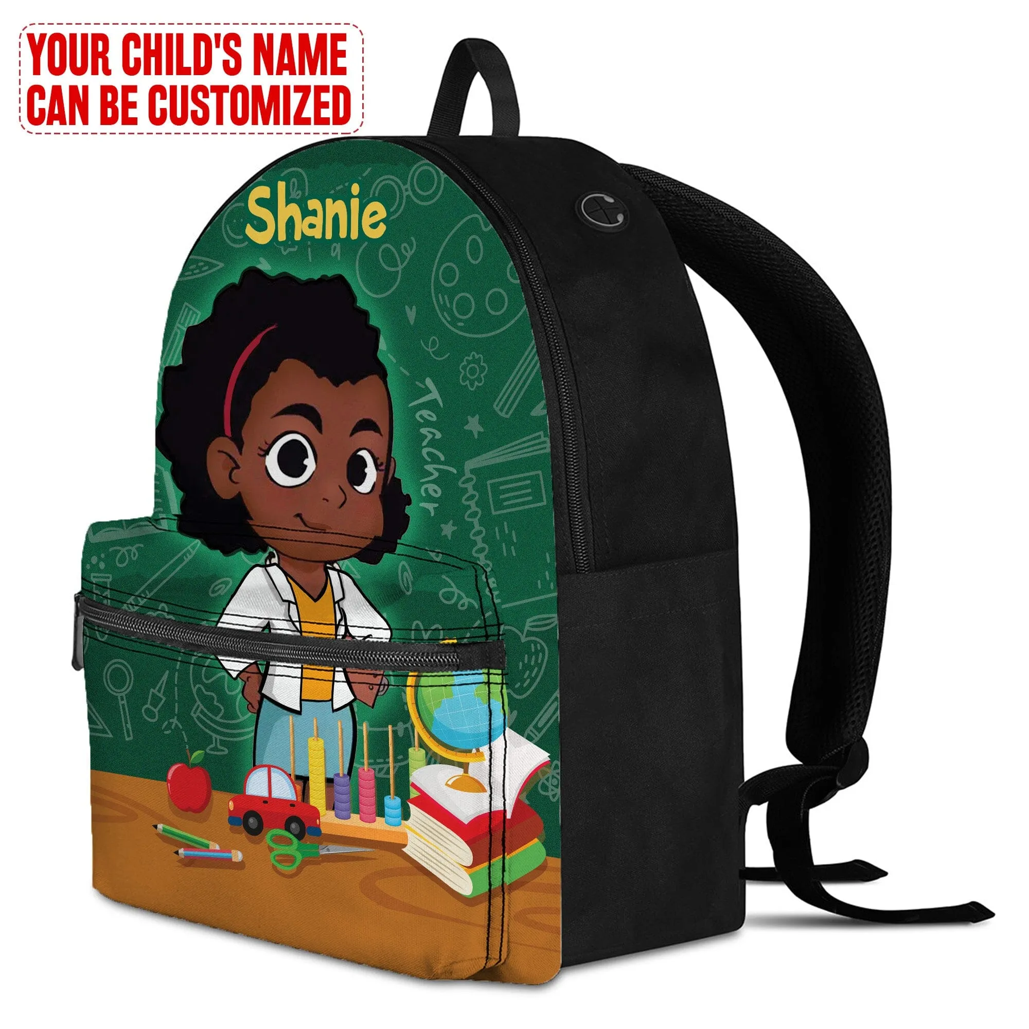 Personalized Little Afro Teacher Kid Backpack And Lunch Bag Set