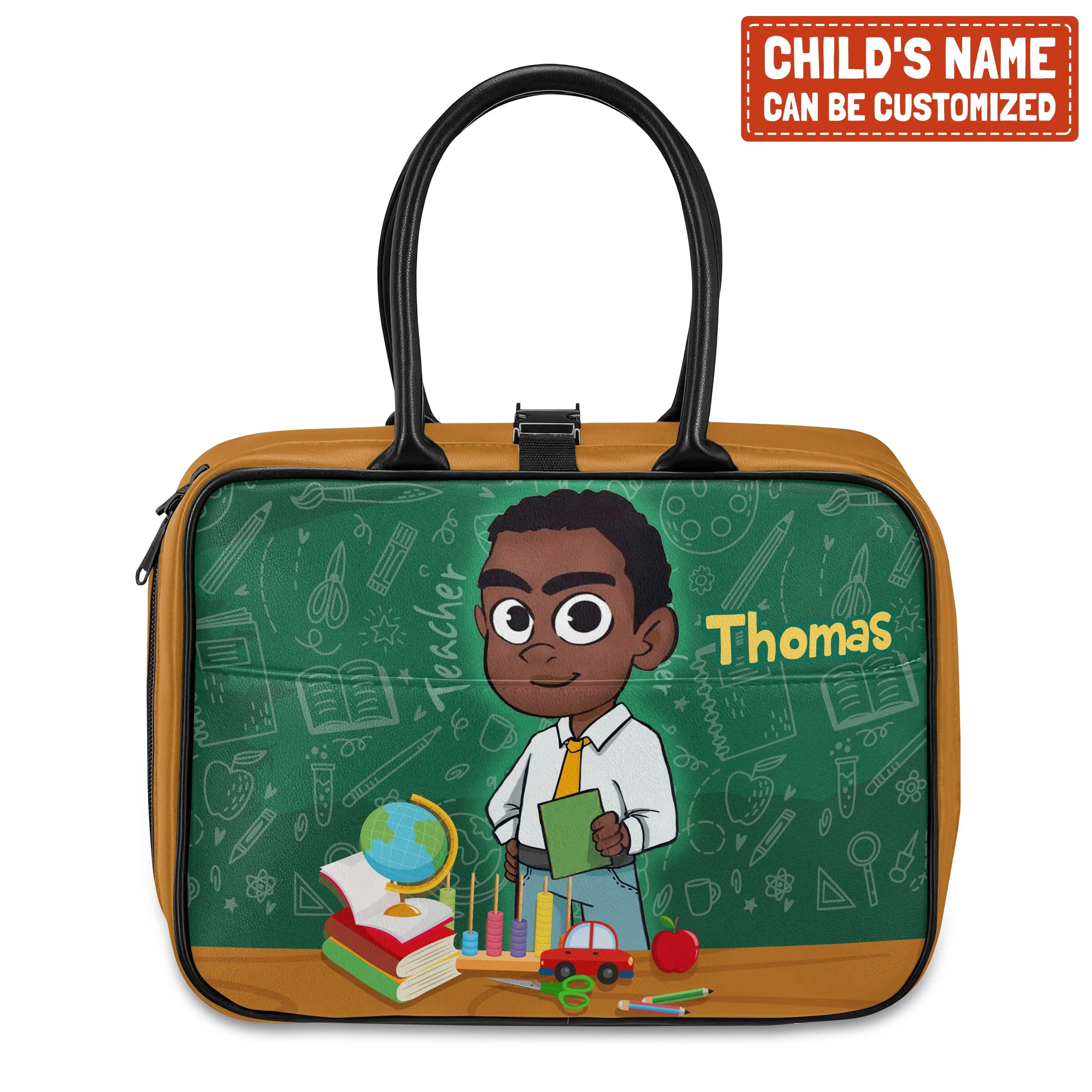 Personalized Little Afro Teacher Kid Backpack And Lunch Bag Set