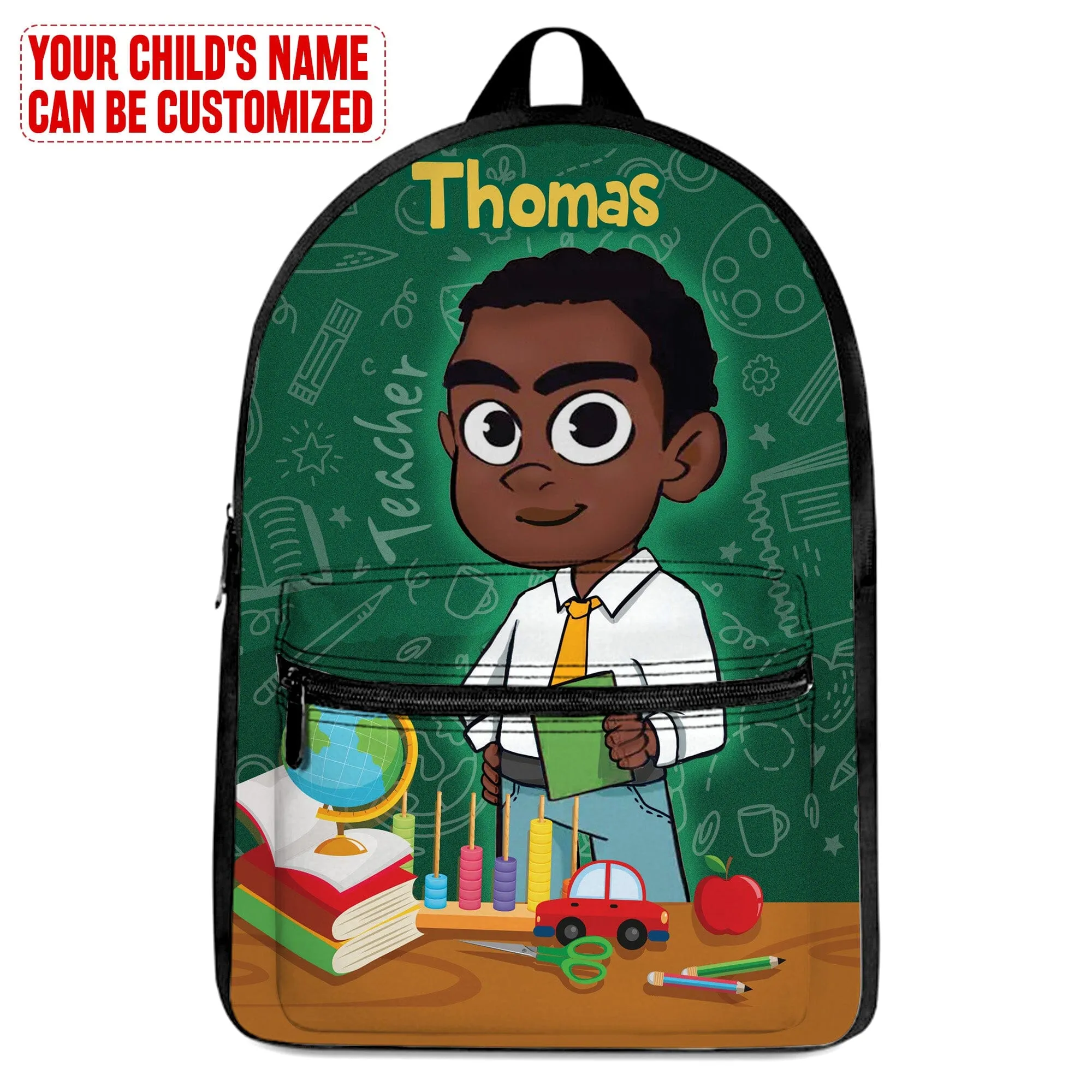 Personalized Little Afro Teacher Kid Backpack And Lunch Bag Set