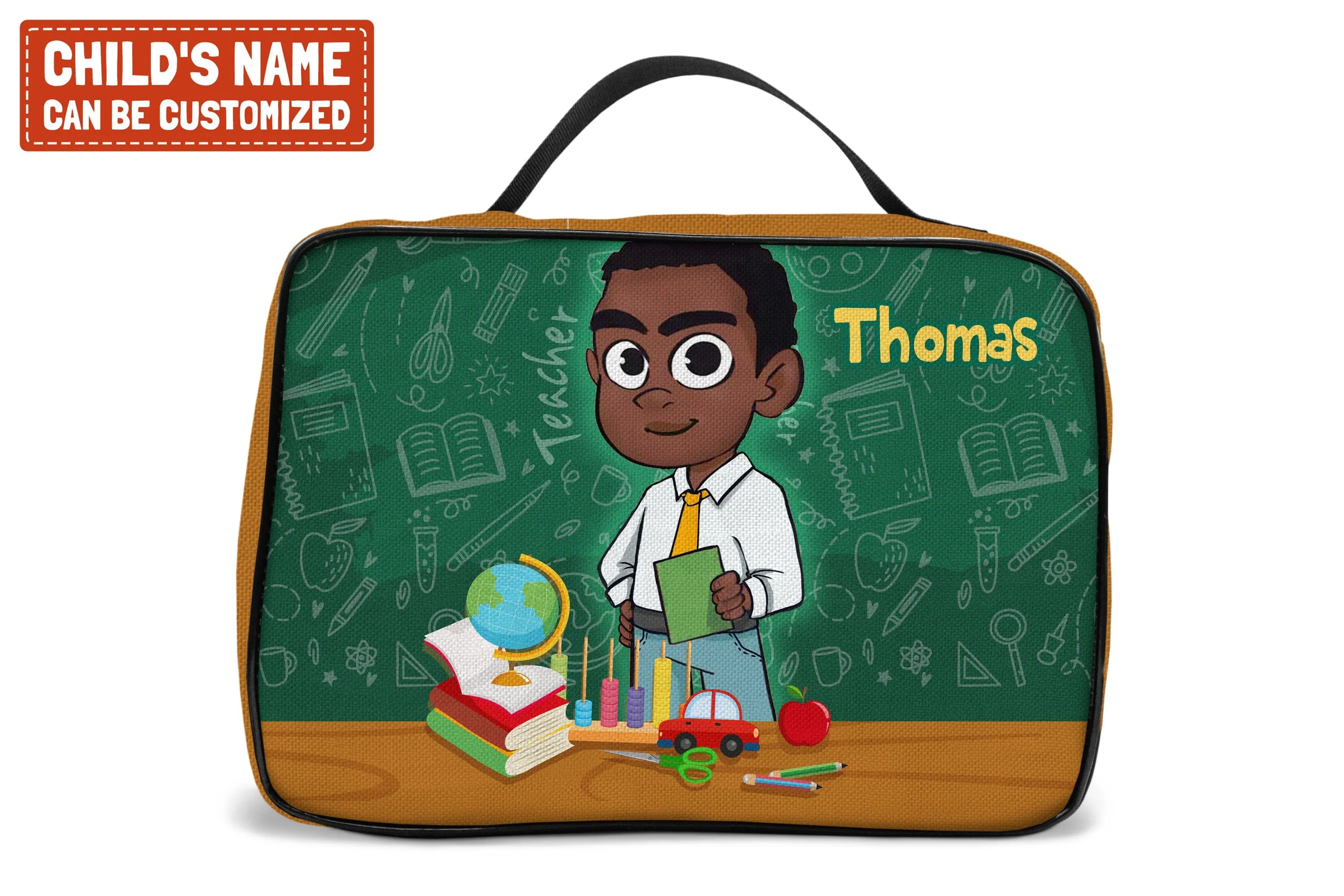 Personalized Little Afro Teacher Kid Backpack And Lunch Bag Set