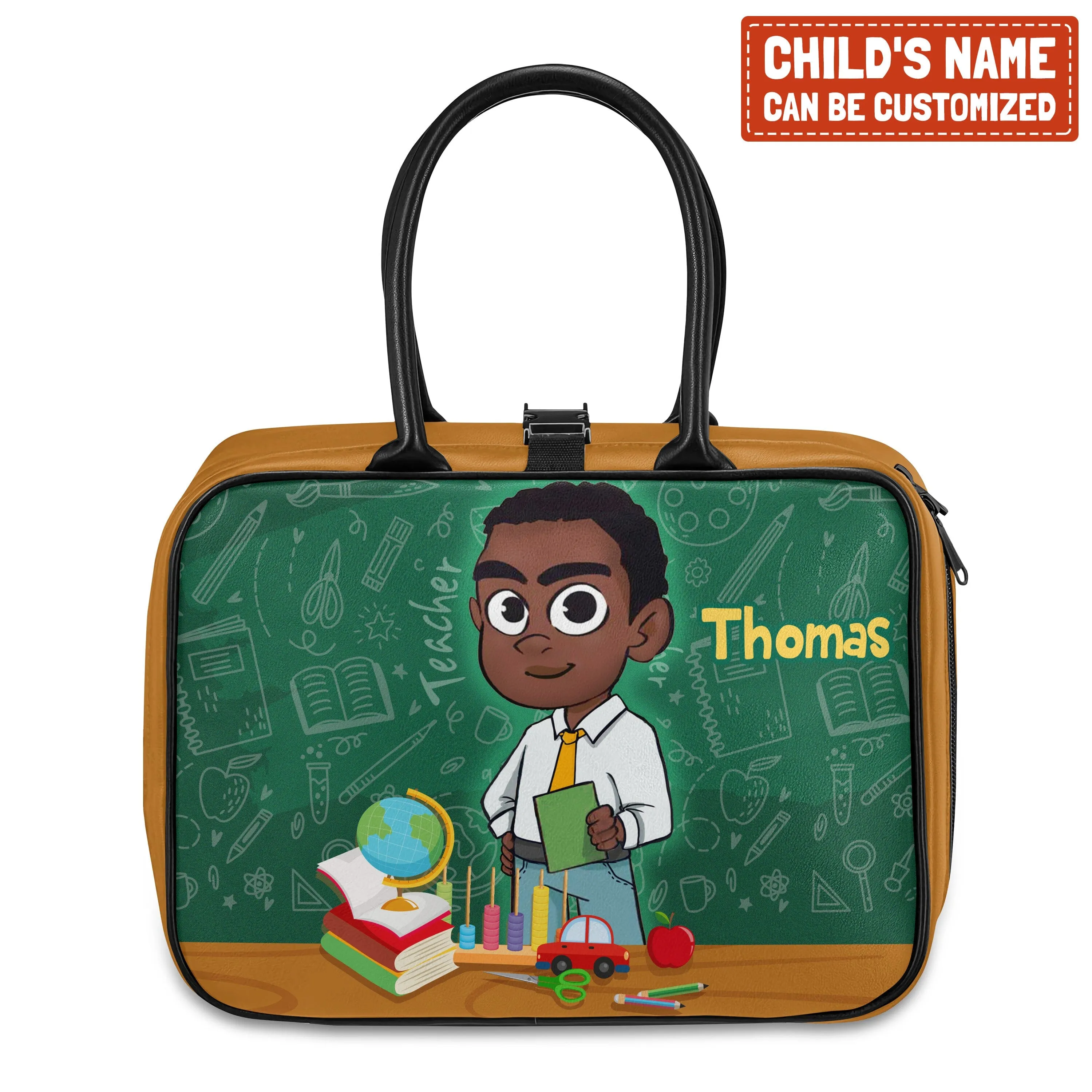 Personalized Little Afro Teacher Kid Backpack And Lunch Bag Set