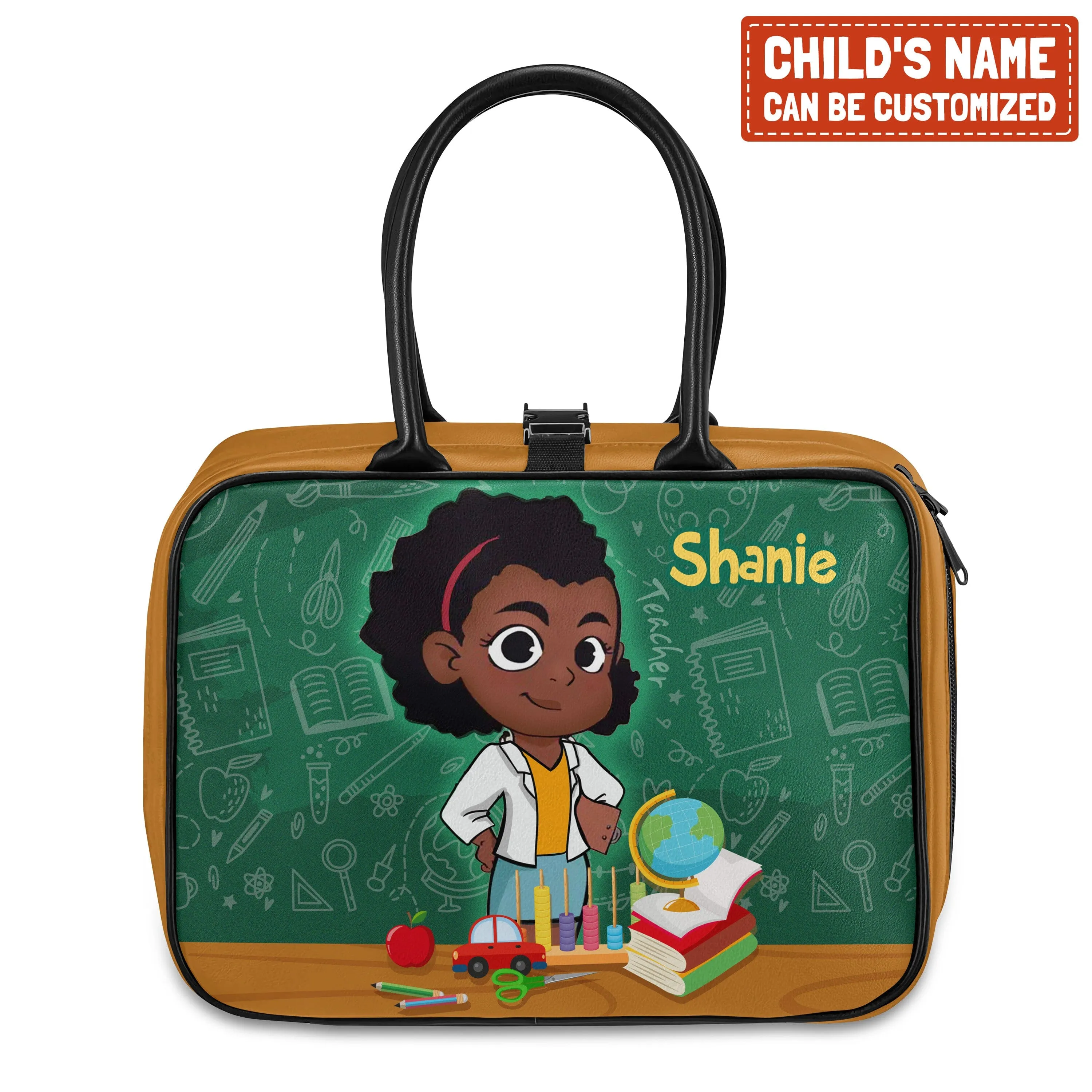 Personalized Little Afro Teacher Kid Backpack And Lunch Bag Set