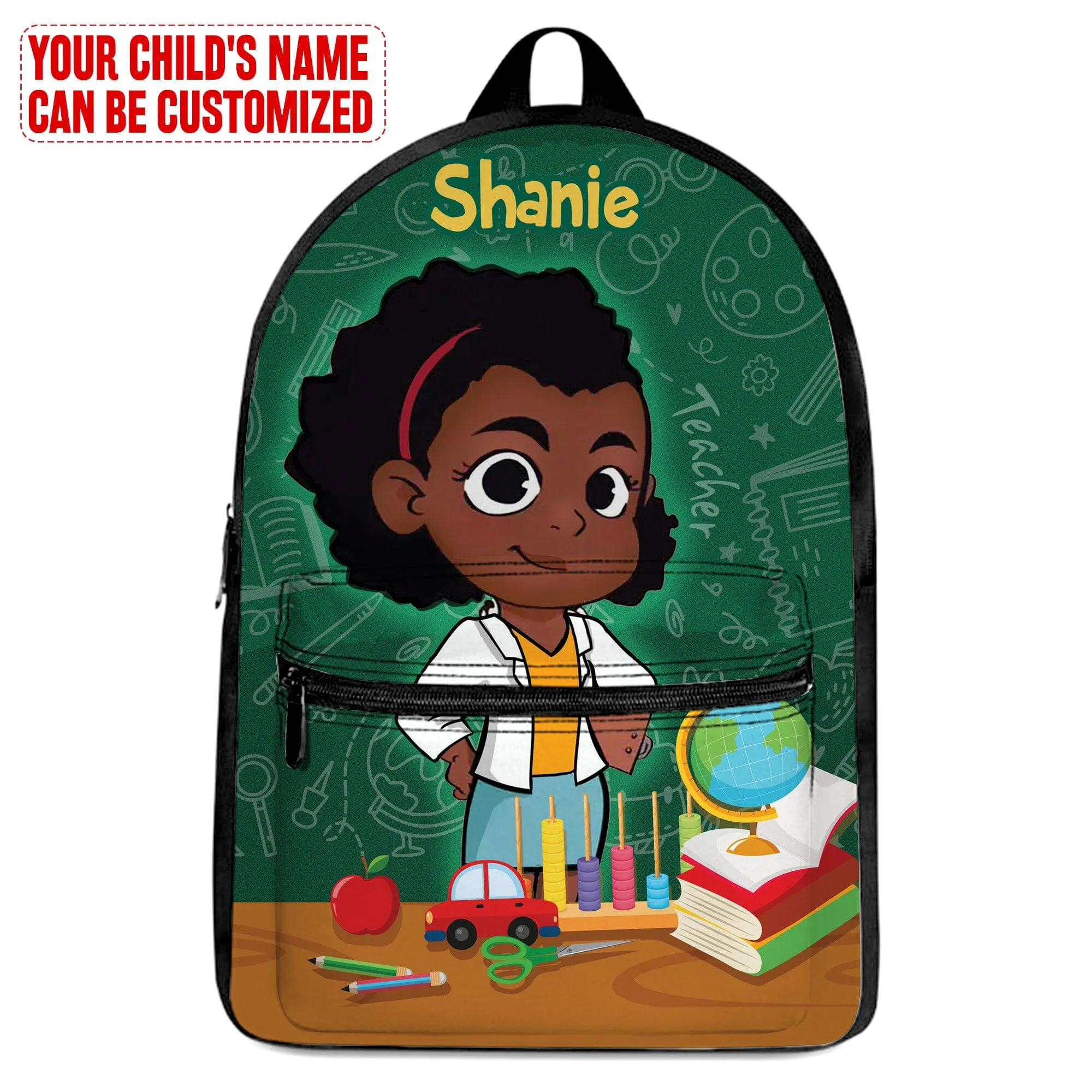 Personalized Little Afro Teacher Kid Backpack And Lunch Bag Set