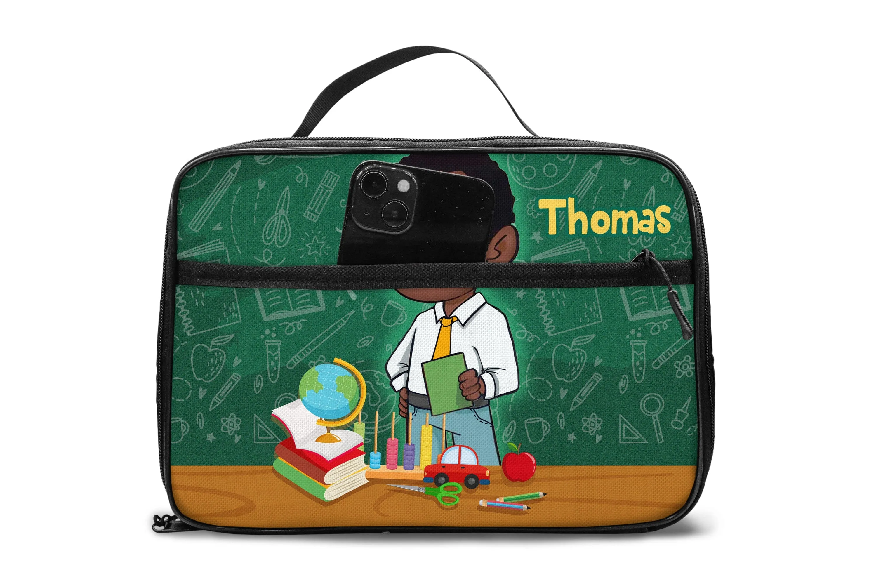 Personalized Little Afro Teacher Kid Backpack And Lunch Bag Set