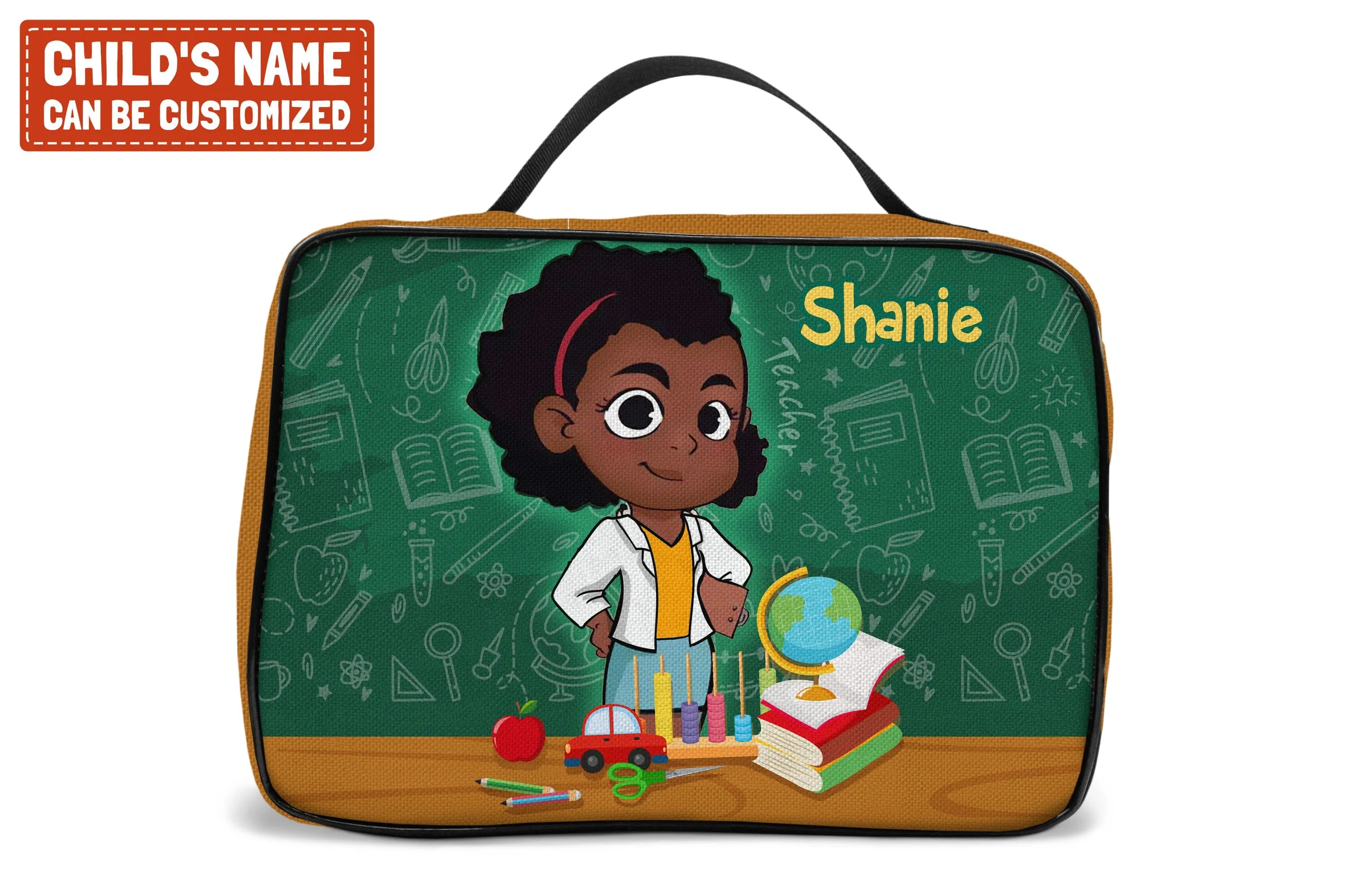 Personalized Little Afro Teacher Kid Backpack And Lunch Bag Set